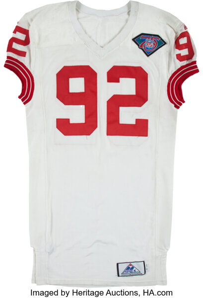 Giants great Michael Strahan's game-worn Super Bowl jersey for