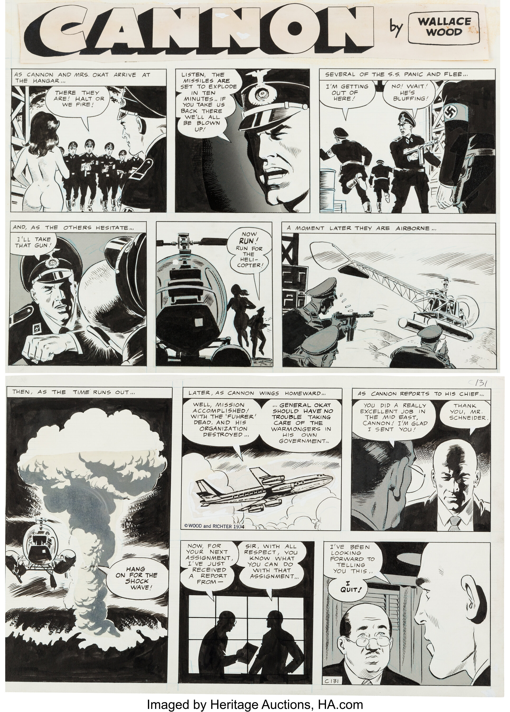 Wally Wood Cannon Final Comic Strip #C131 Original Art (Wood and | Lot ...