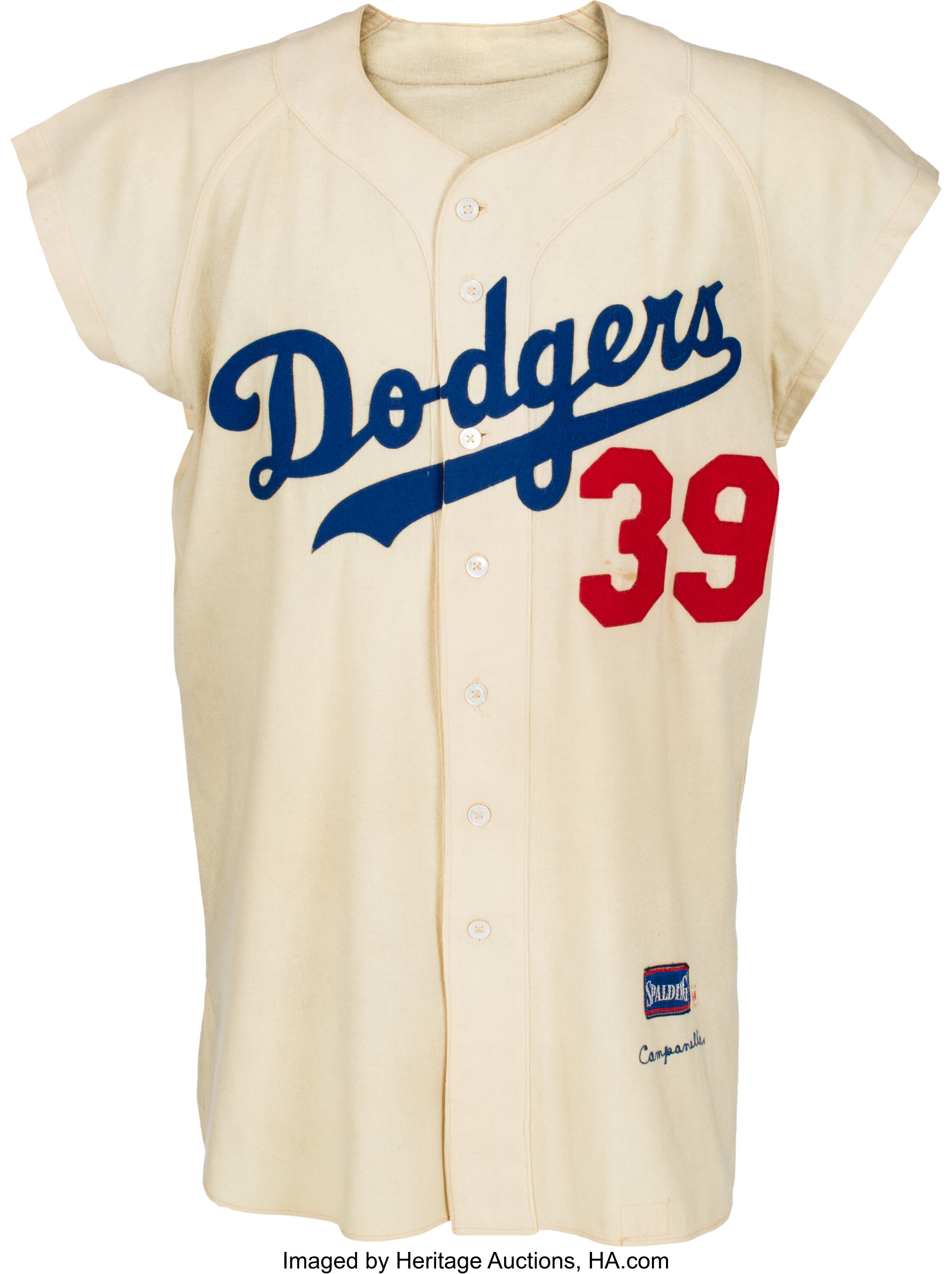 1956 Roy Campanella Game Worn Brooklyn Dodgers Uniform, MEARS, Lot #80004