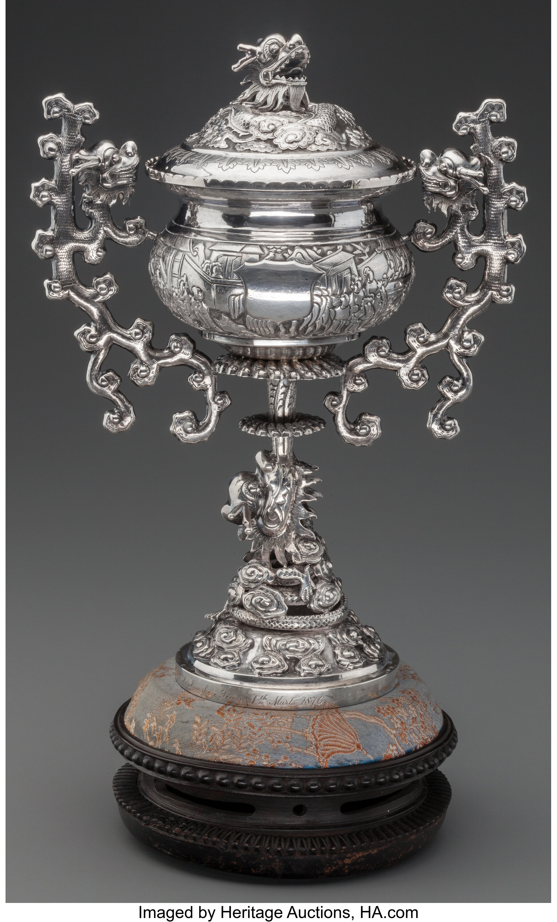 A LEE CHING CHINESE EXPORT SILVER STANDING COVERED CUP ON | Lot #75004 ...