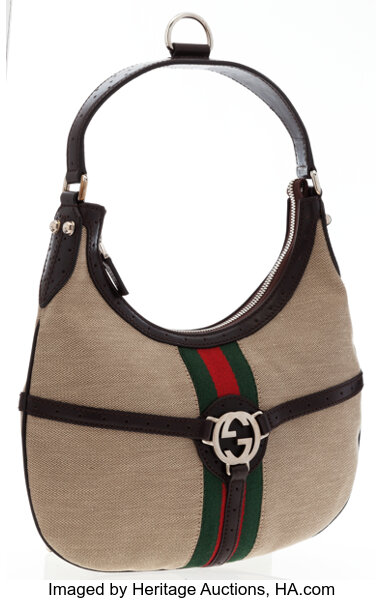 Beige Canvas Web Reins Hand Bag