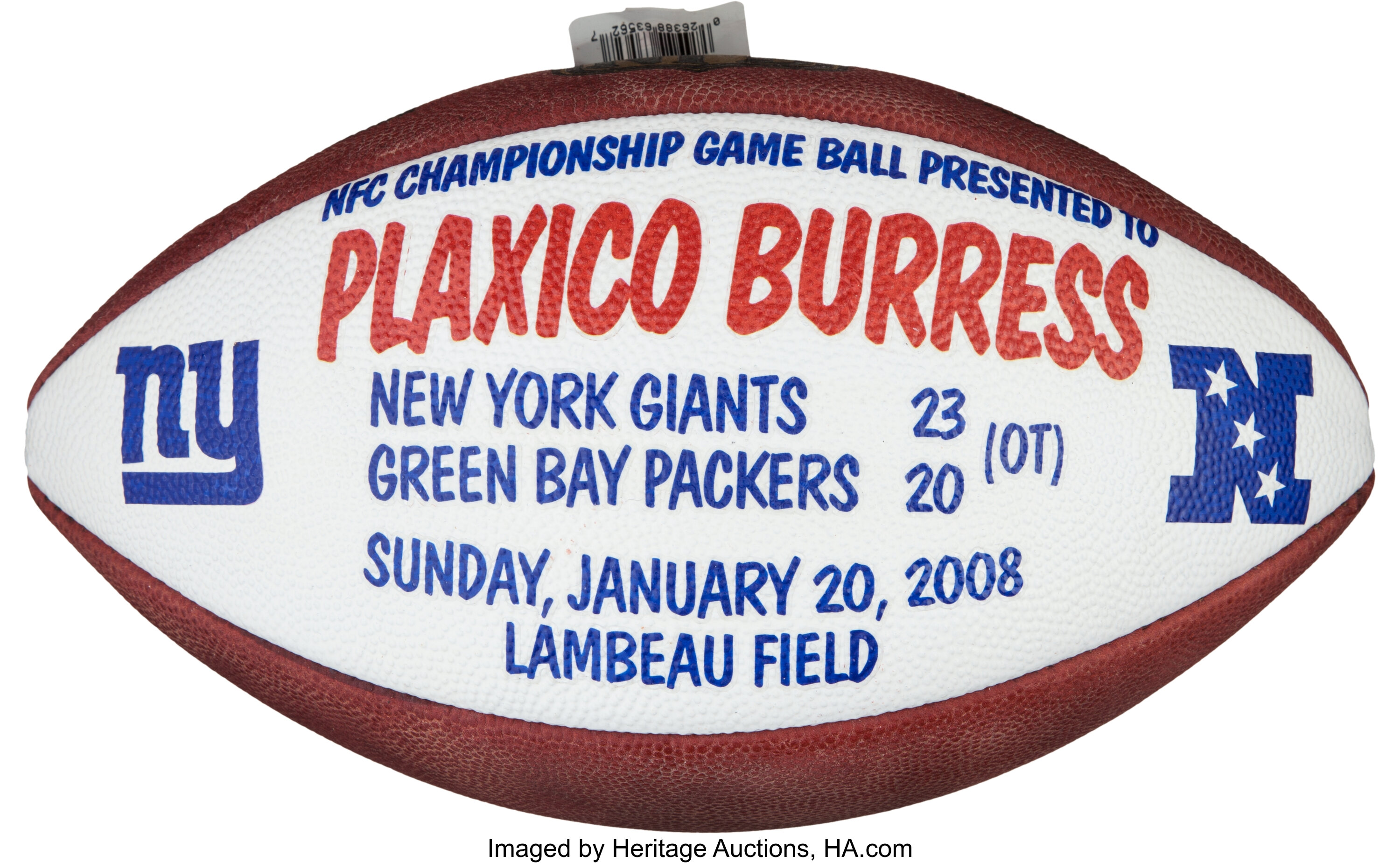 2008 Plaxico Burress Painted Presentation Football - NFC, Lot #82881