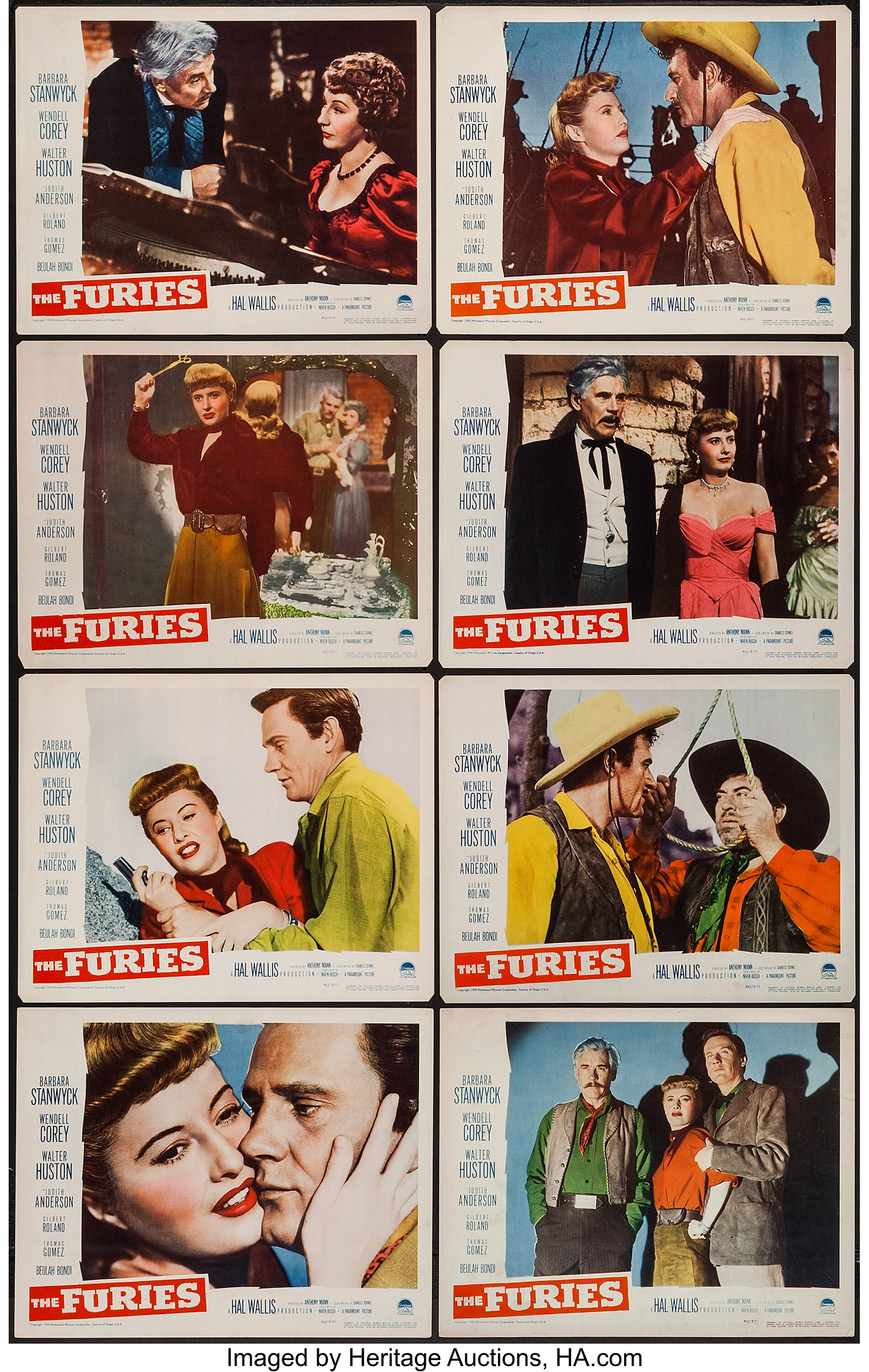 The Furies (Paramount, 1950). Lobby Card Set of 8 (11