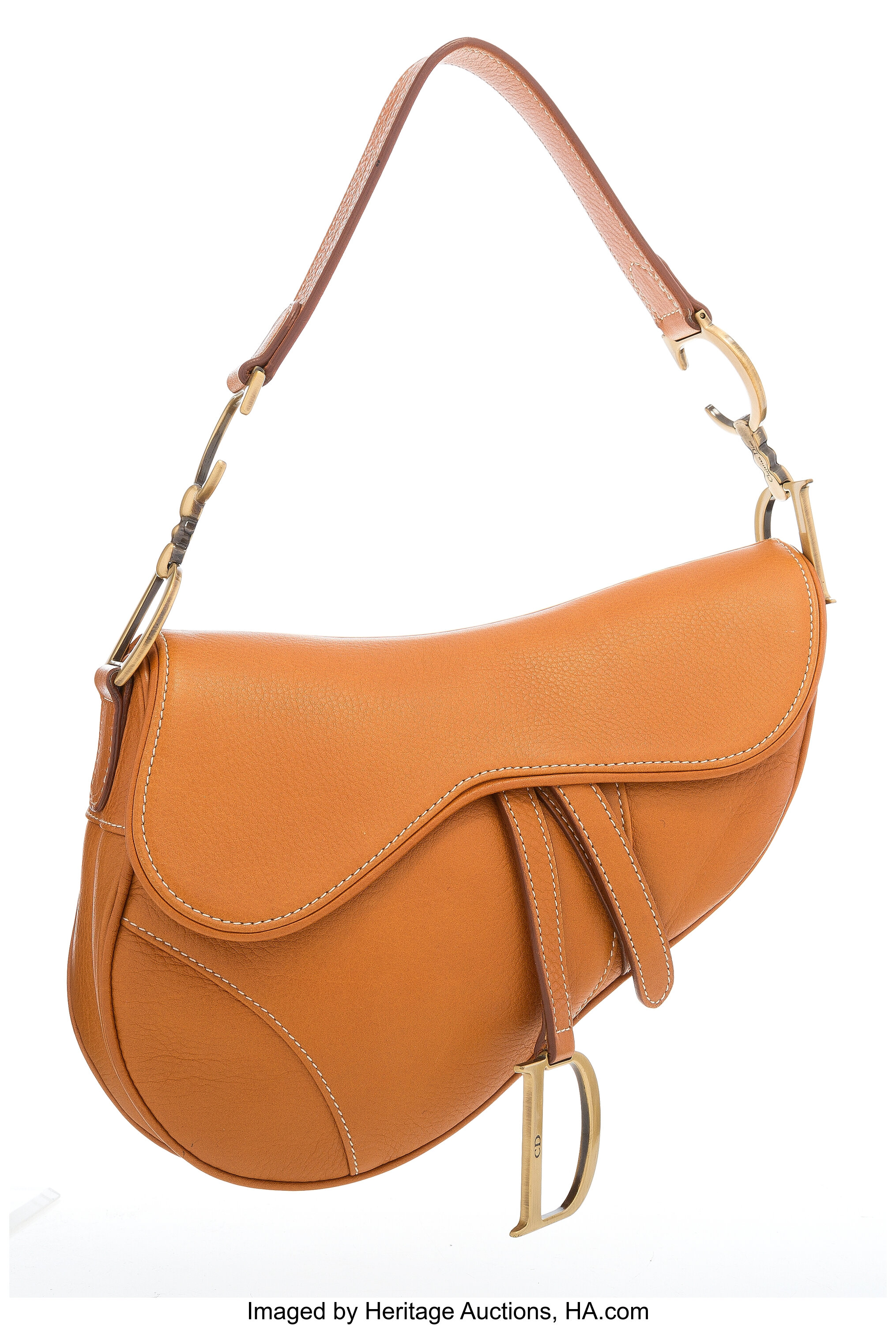 Gold Leather Saddle Bag