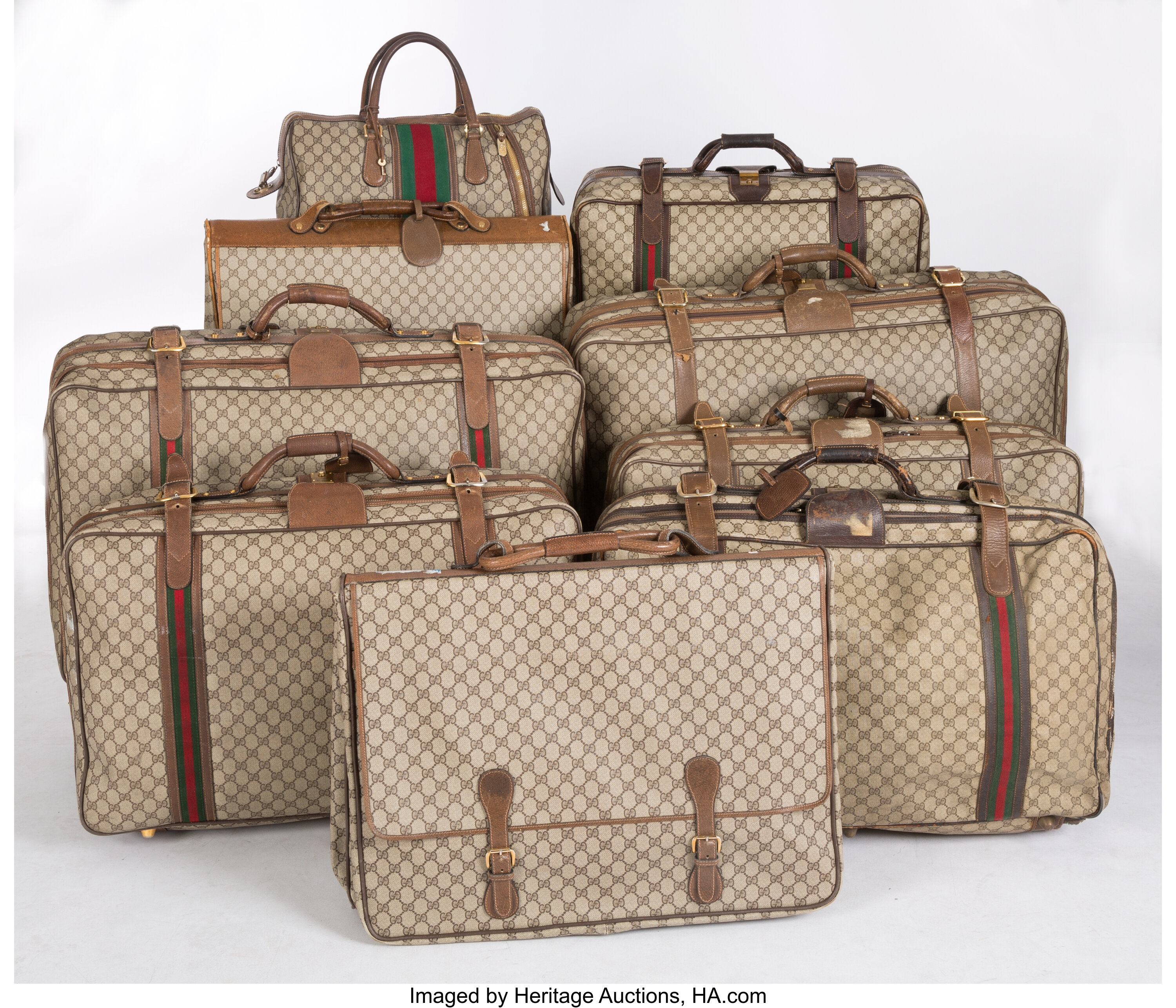 Gucci Set of Nine; Classic Monogram Canvas & Web Stripe Travel | Lot #17063  | Heritage Auctions