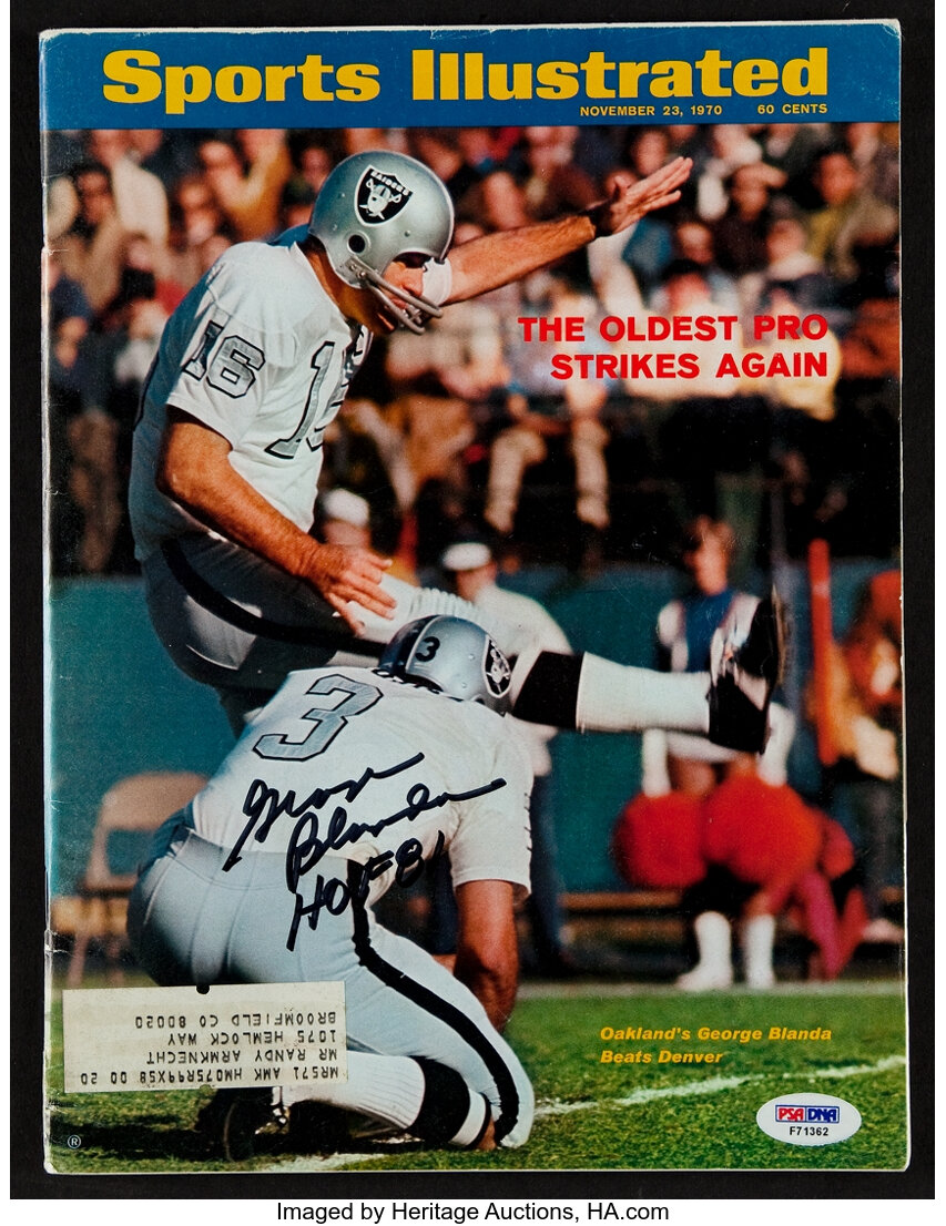 1970 George Blanda Signed Sports Illustrated Magazine., Lot #42094