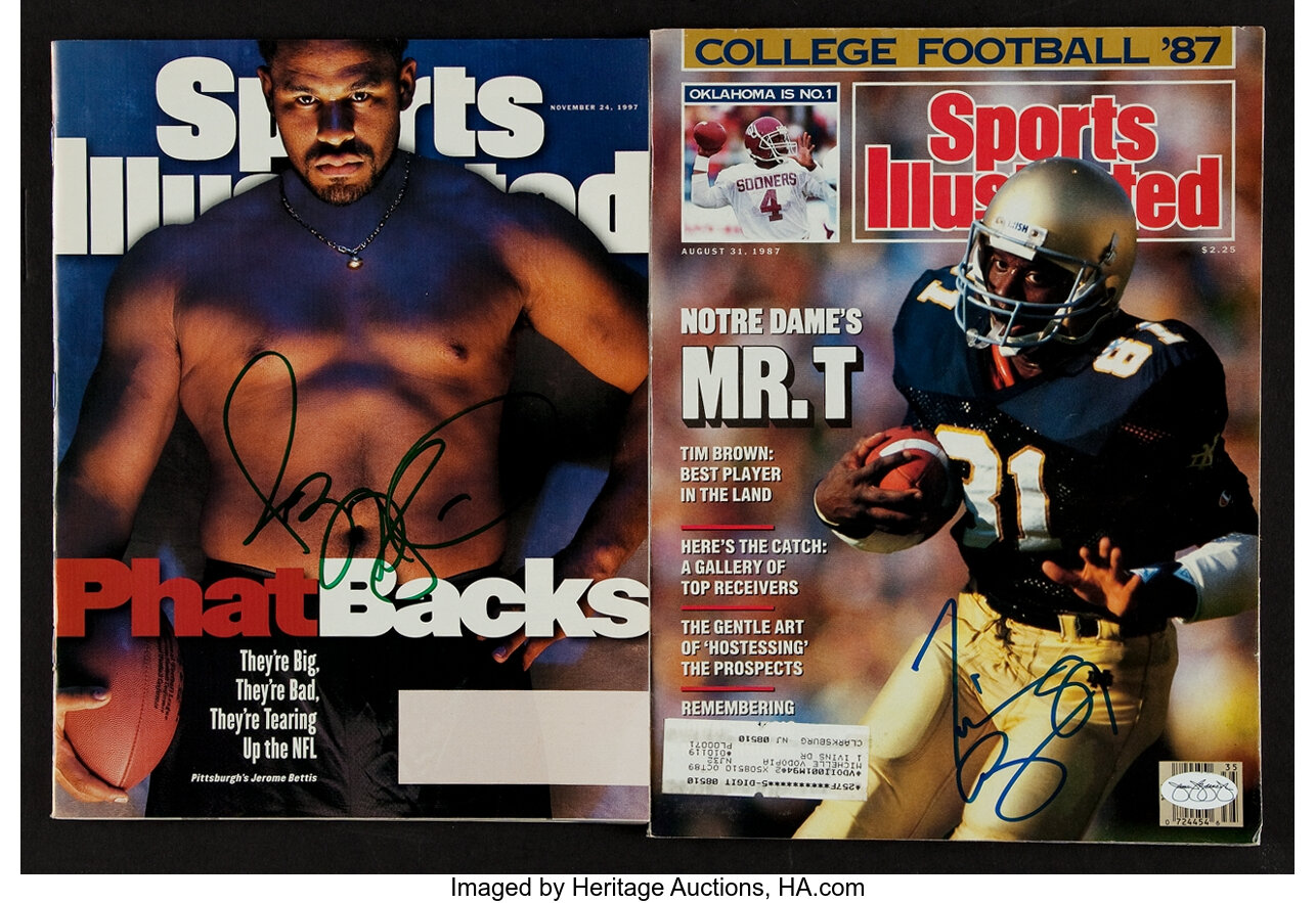 1987 Tim Brown and 1997 Jerome Bettis Signed 'Sports Illustrated', Lot  #42099