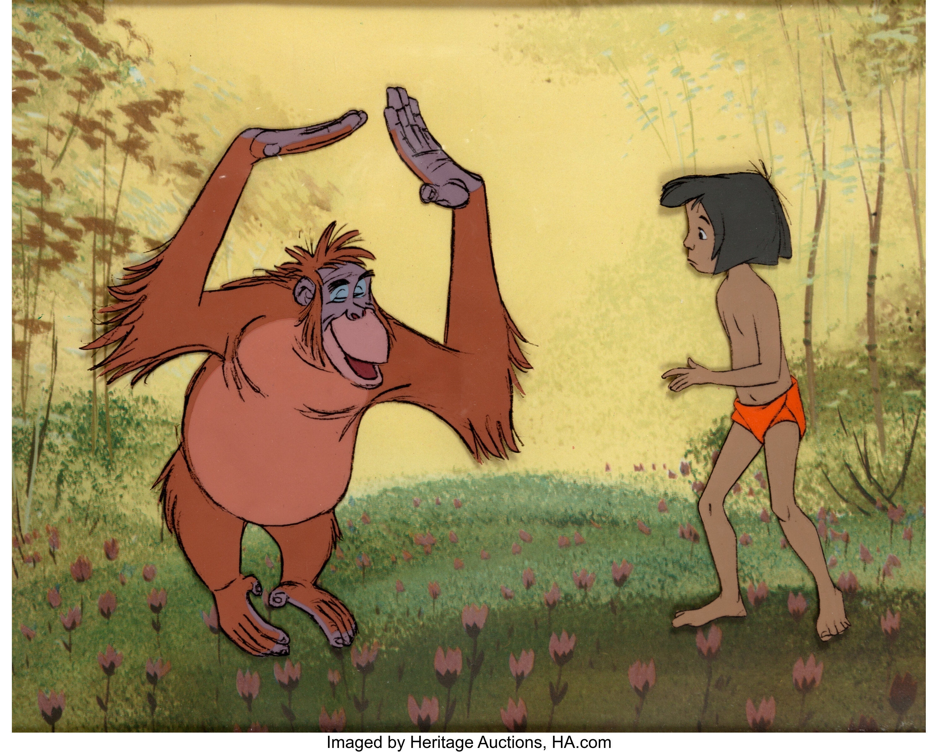 The Jungle Book Mowgli And King Louie Production Cel Setup Walt