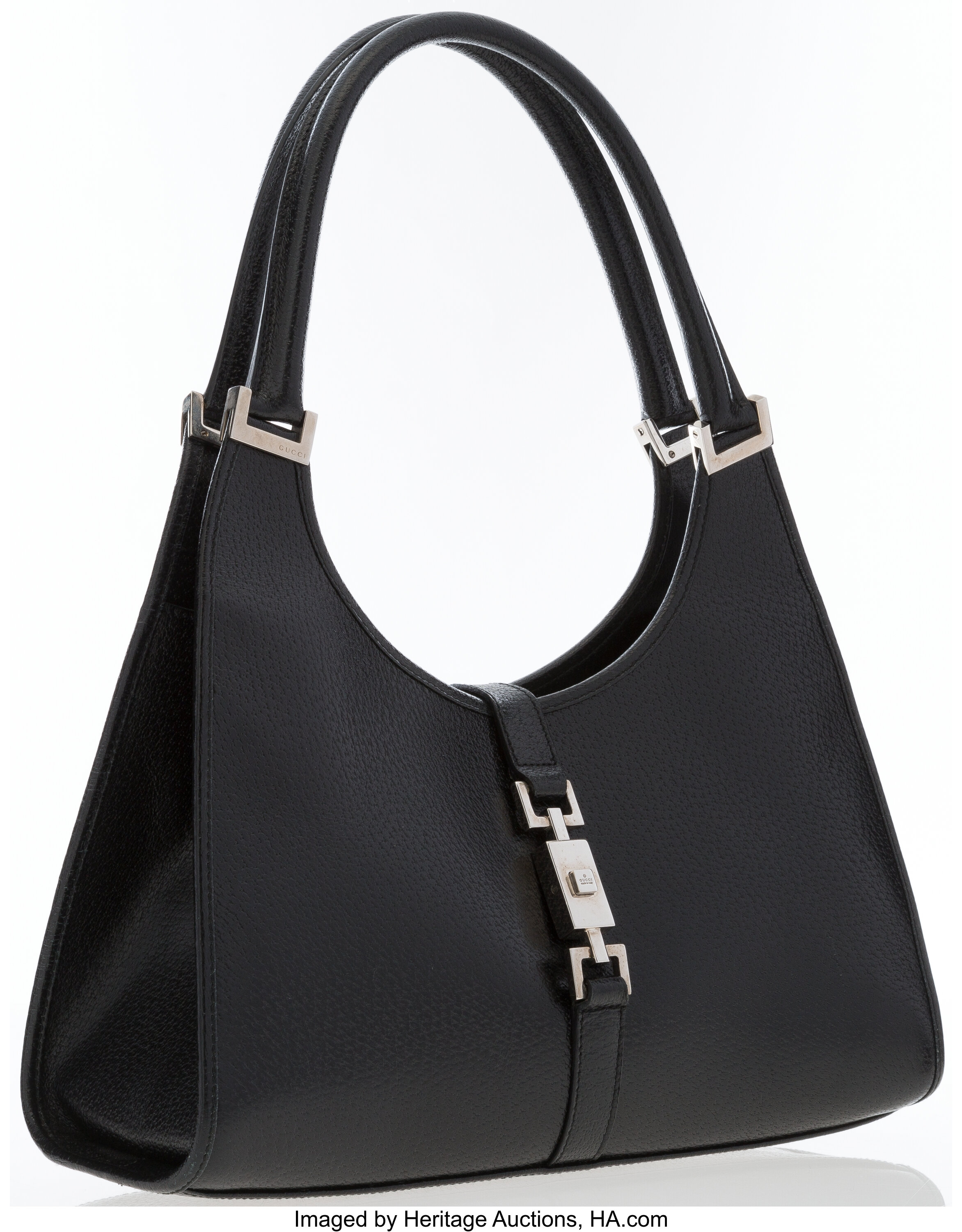 Gucci Black Pork Leather Jackie Bag with Sterling Silver Hardware