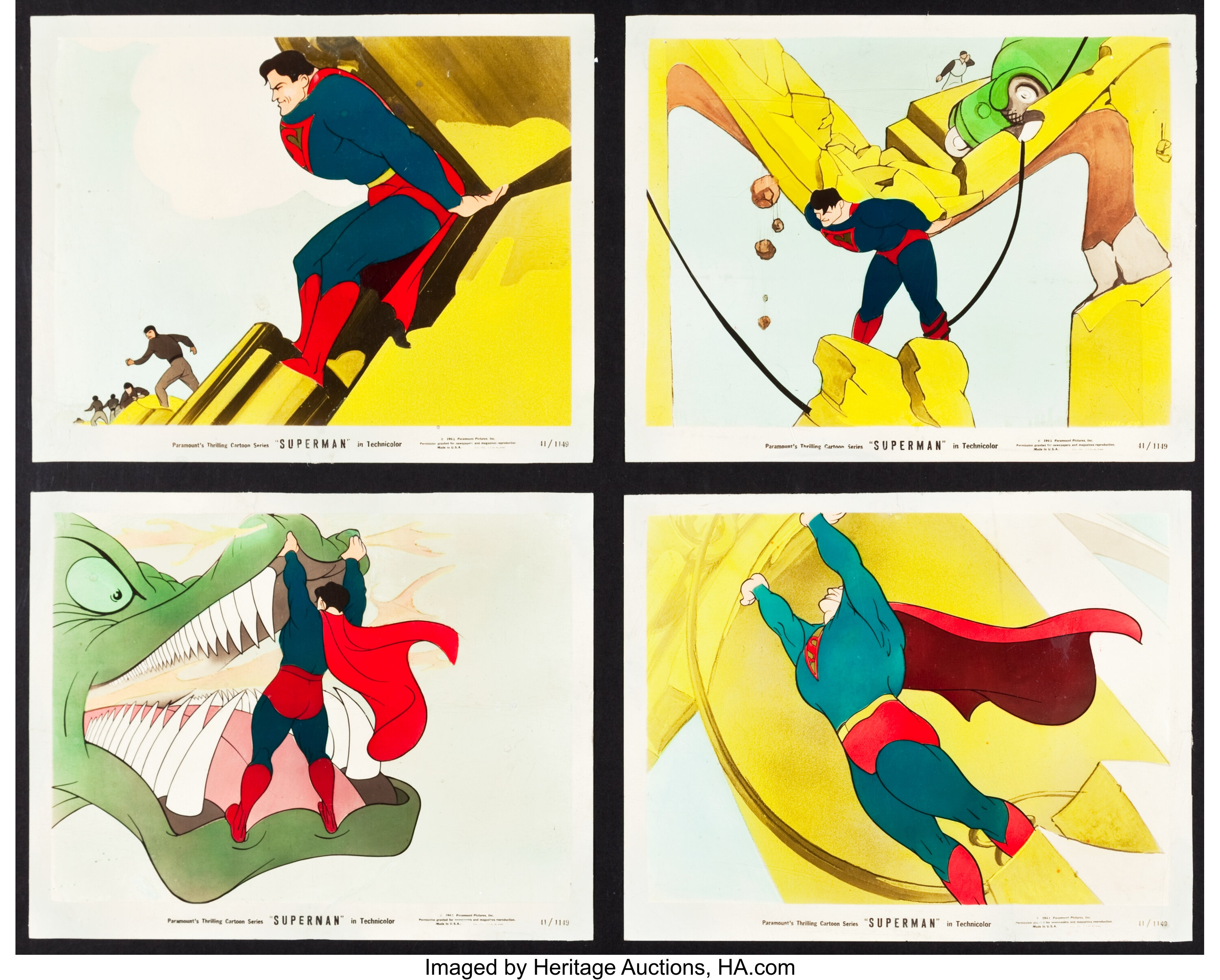 Superman Cartoon (Paramount, 1941). Color Glos Photos (4) (8