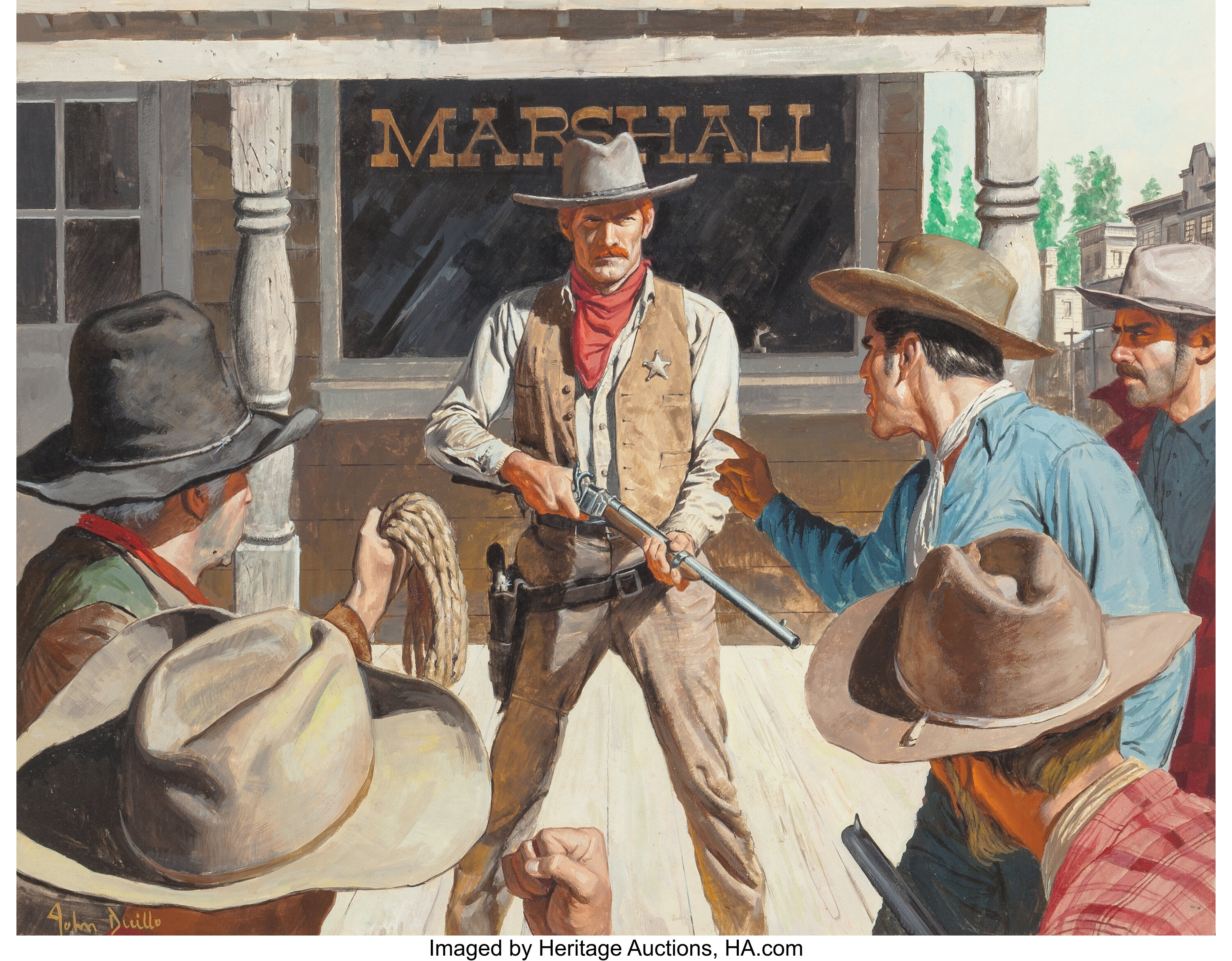 JOHN DUILLO (American, b. 1928). Old West Scalphunters, True | Lot ...