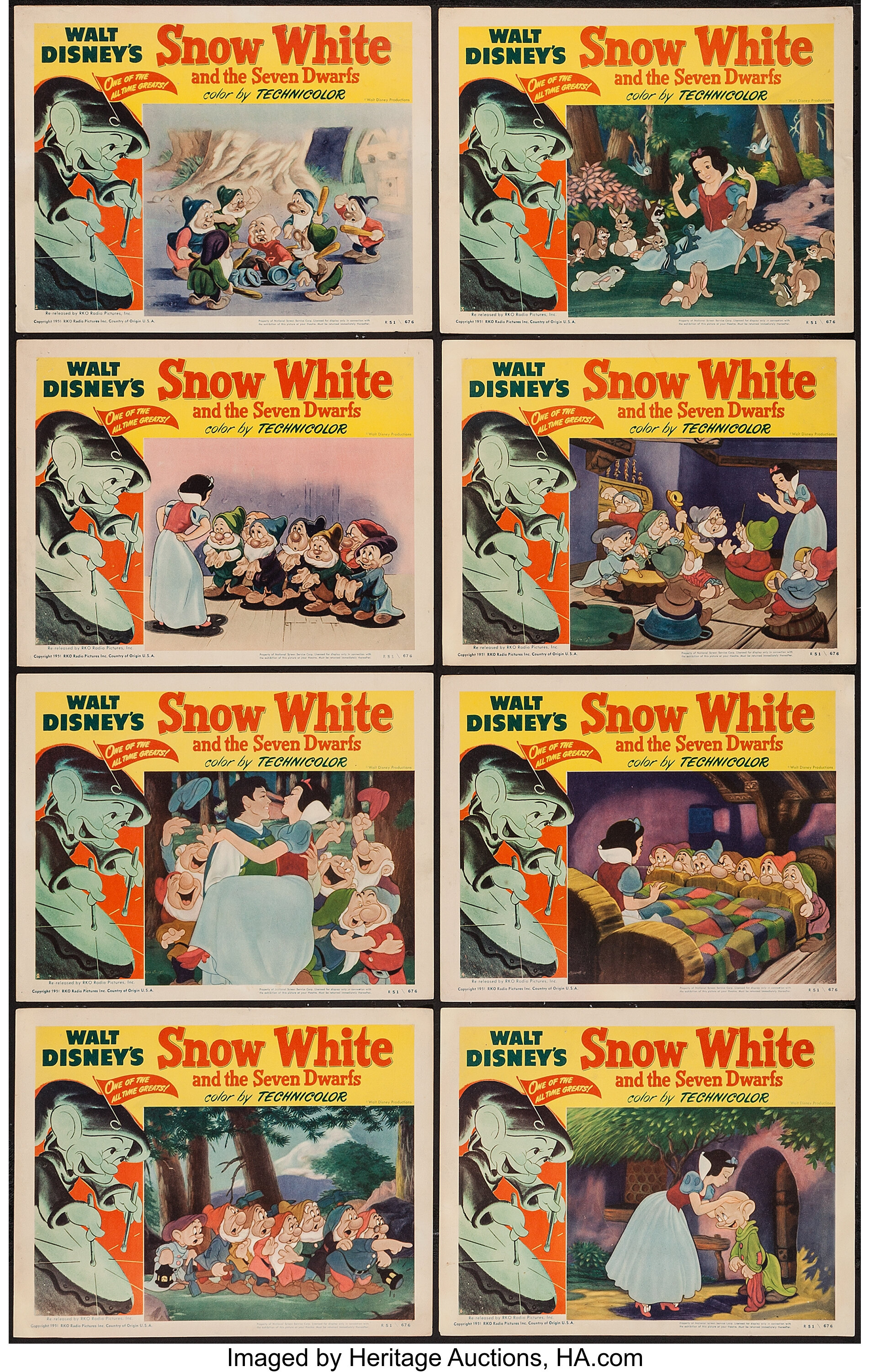 Snow White And The Seven Dwarfs Rko R 1951 Lobby Card Set Of 8 Lot 54409 Heritage Auctions 