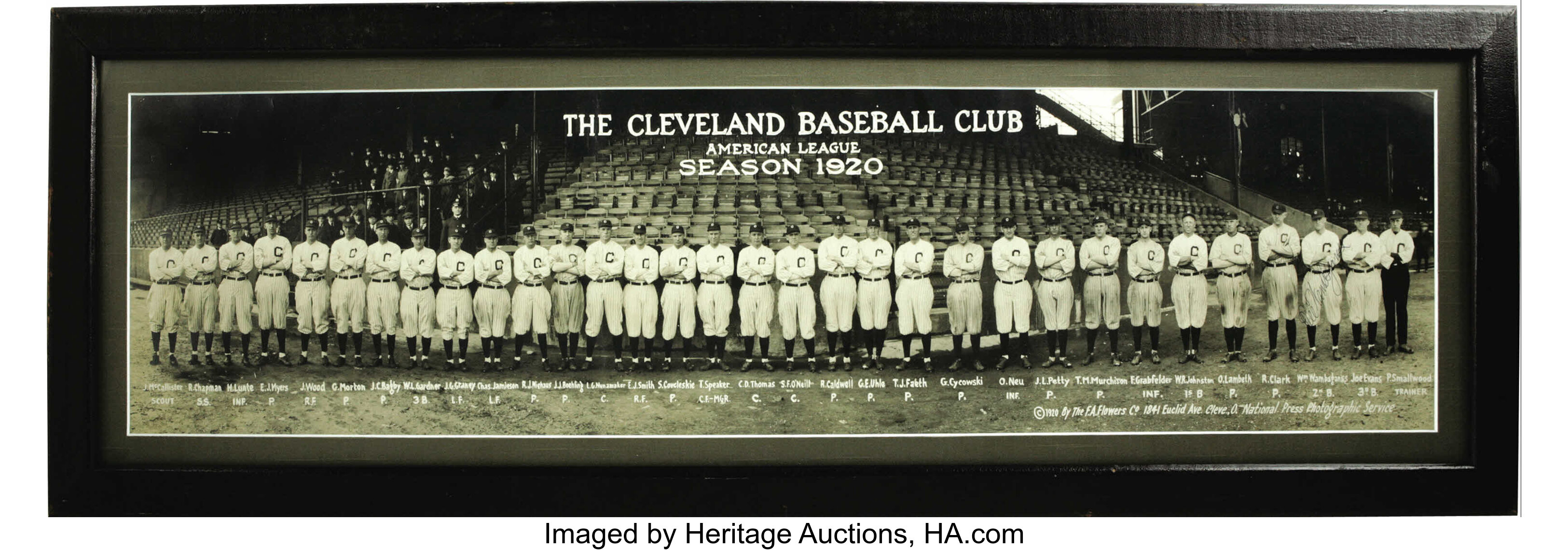 1920 Cleveland Indians Panoramic Photograph. Remarkably scarce and