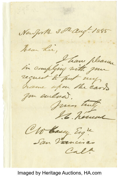 Major General John C Fremont Autograph Letter Signed J C Lot 301 Heritage Auctions