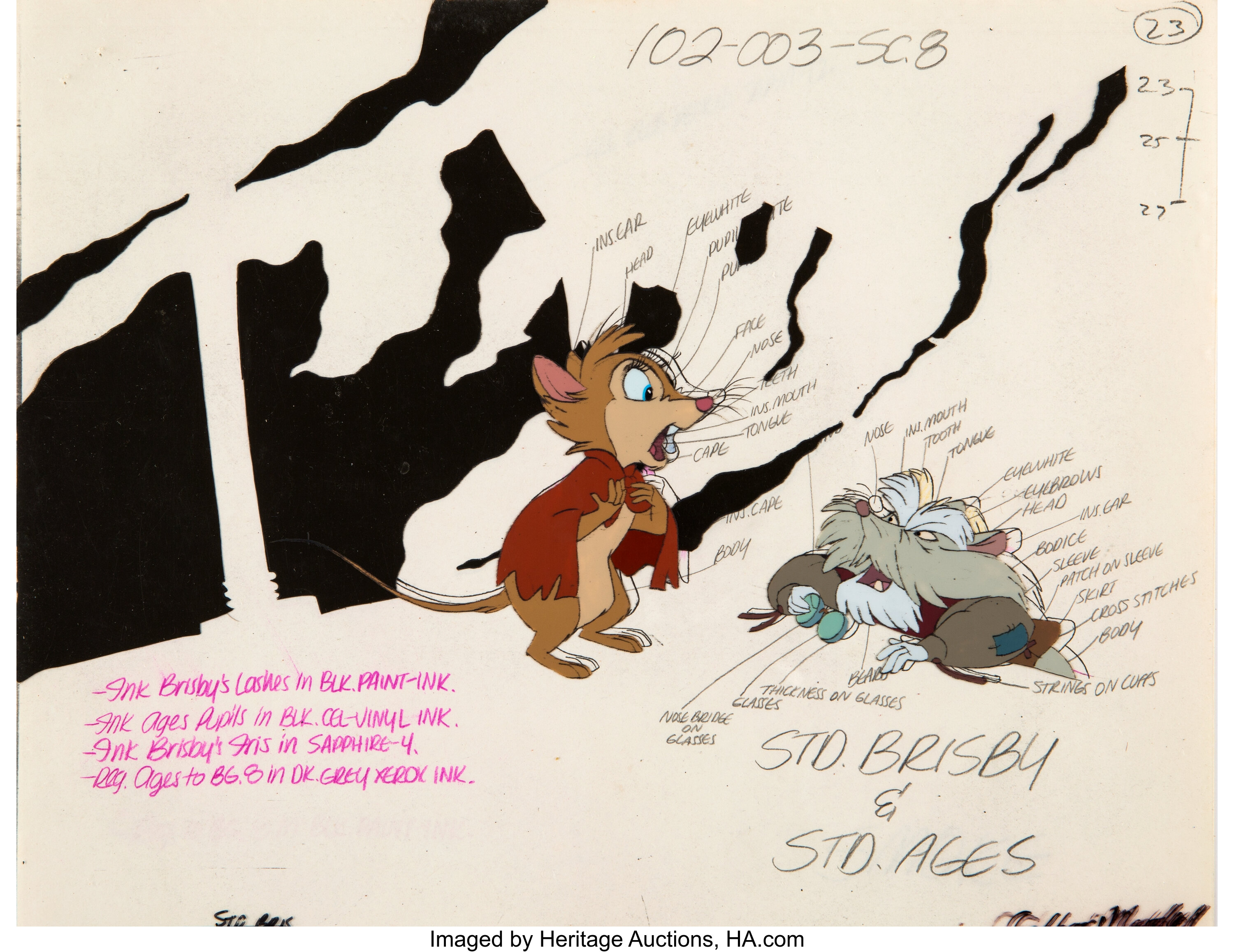 The Secret Of Nimh Mrs. Brisby And Mr. Ages Color Model Cel (united 