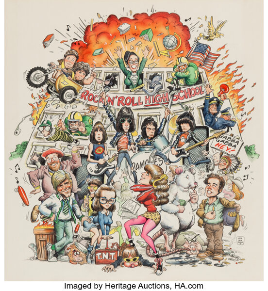 Ramones Rock N Roll High School Poster Original Art By William Lot 572 Heritage Auctions