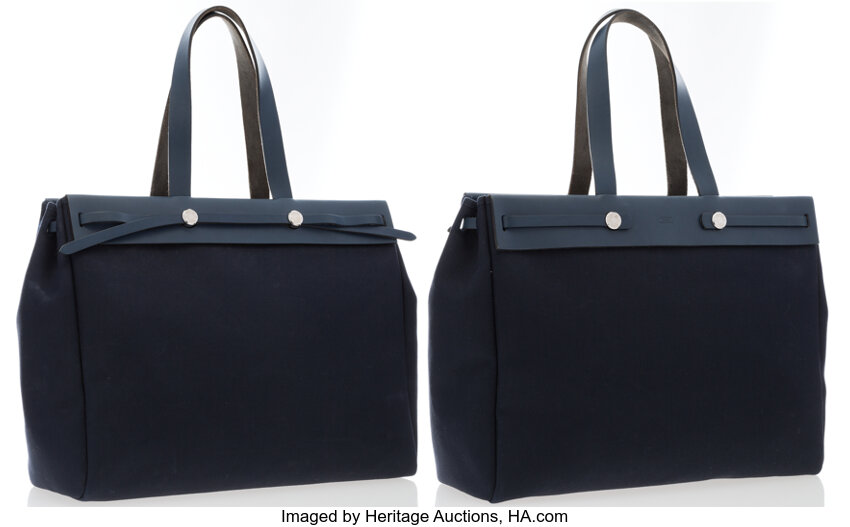 Sold at Auction: Hermes Leather And Canvas Tote Bag