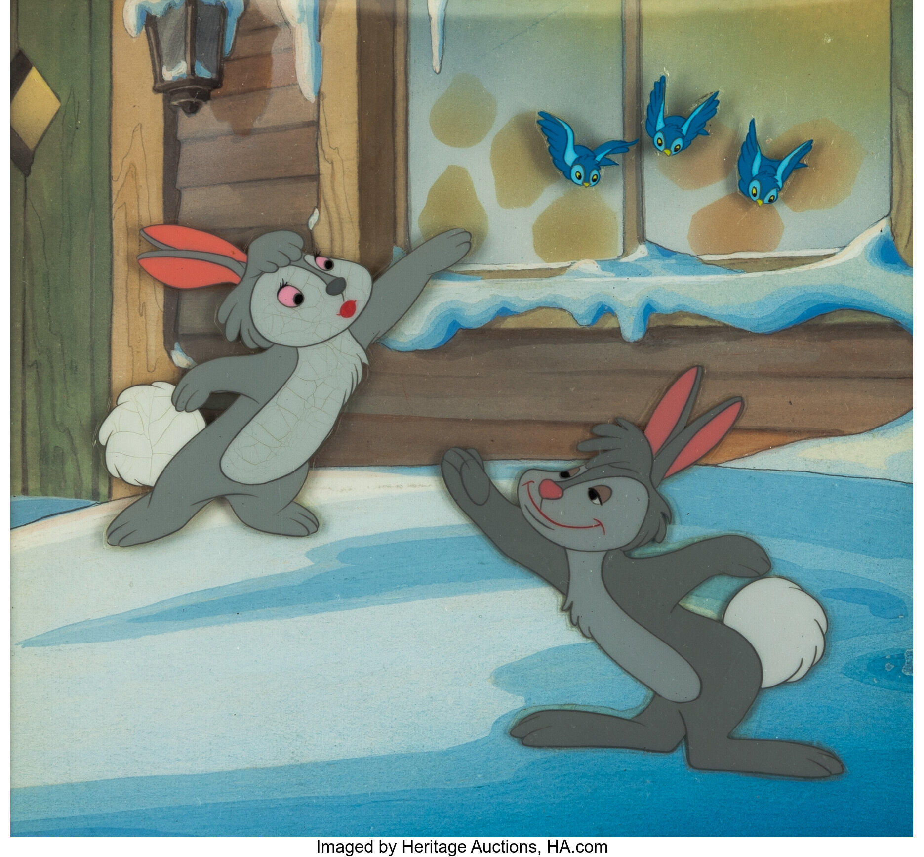 Melody Time "Once Upon A Wintertime" Rabbits Production Cel and | Lot