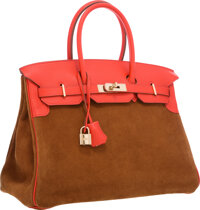 Hermes 35cm Brown Leather Custom Hand Painted Birkin Auction