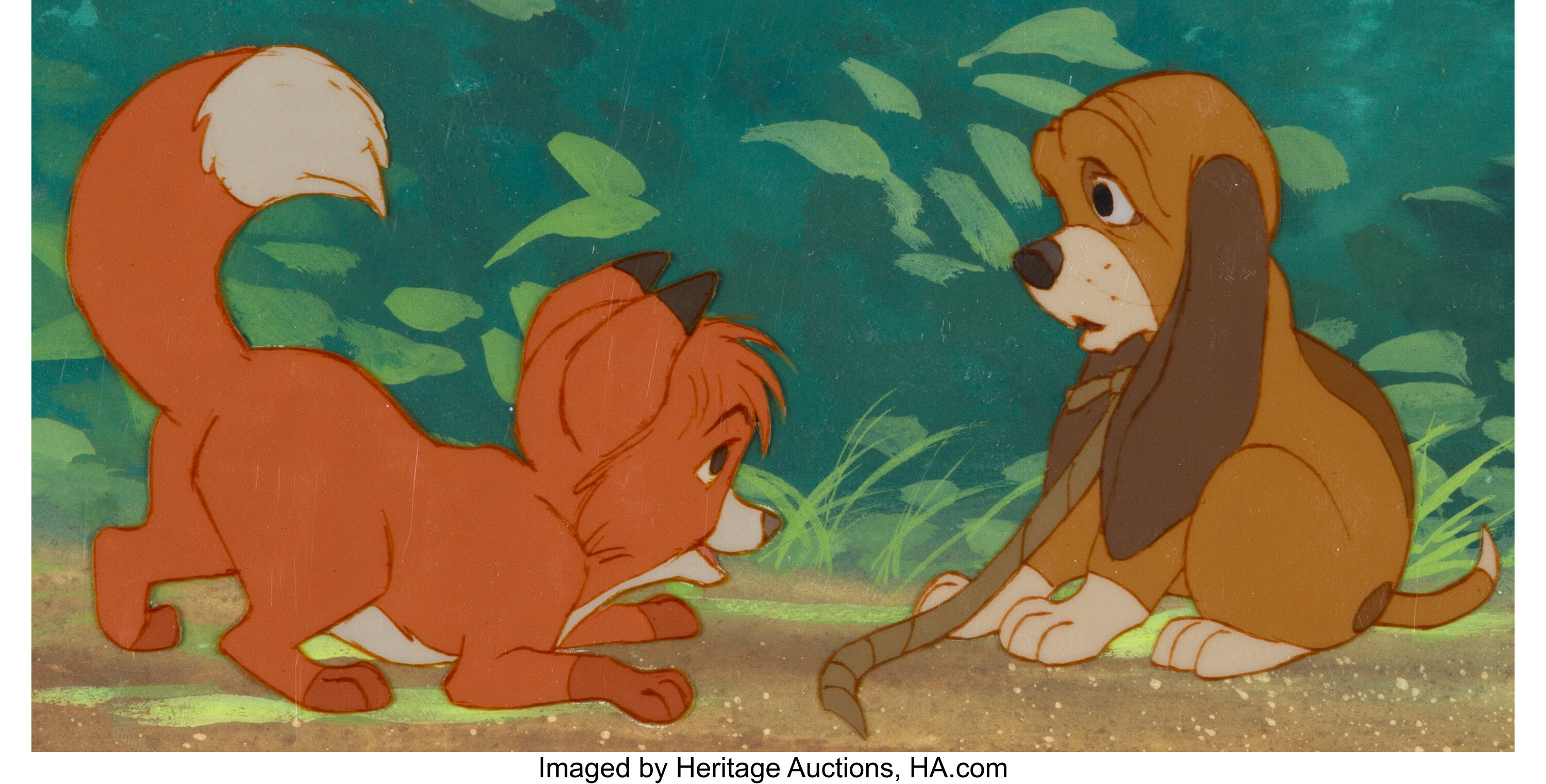 The Fox And The Hound Tod And Copper Production Cel Setup Walt Lot 9737