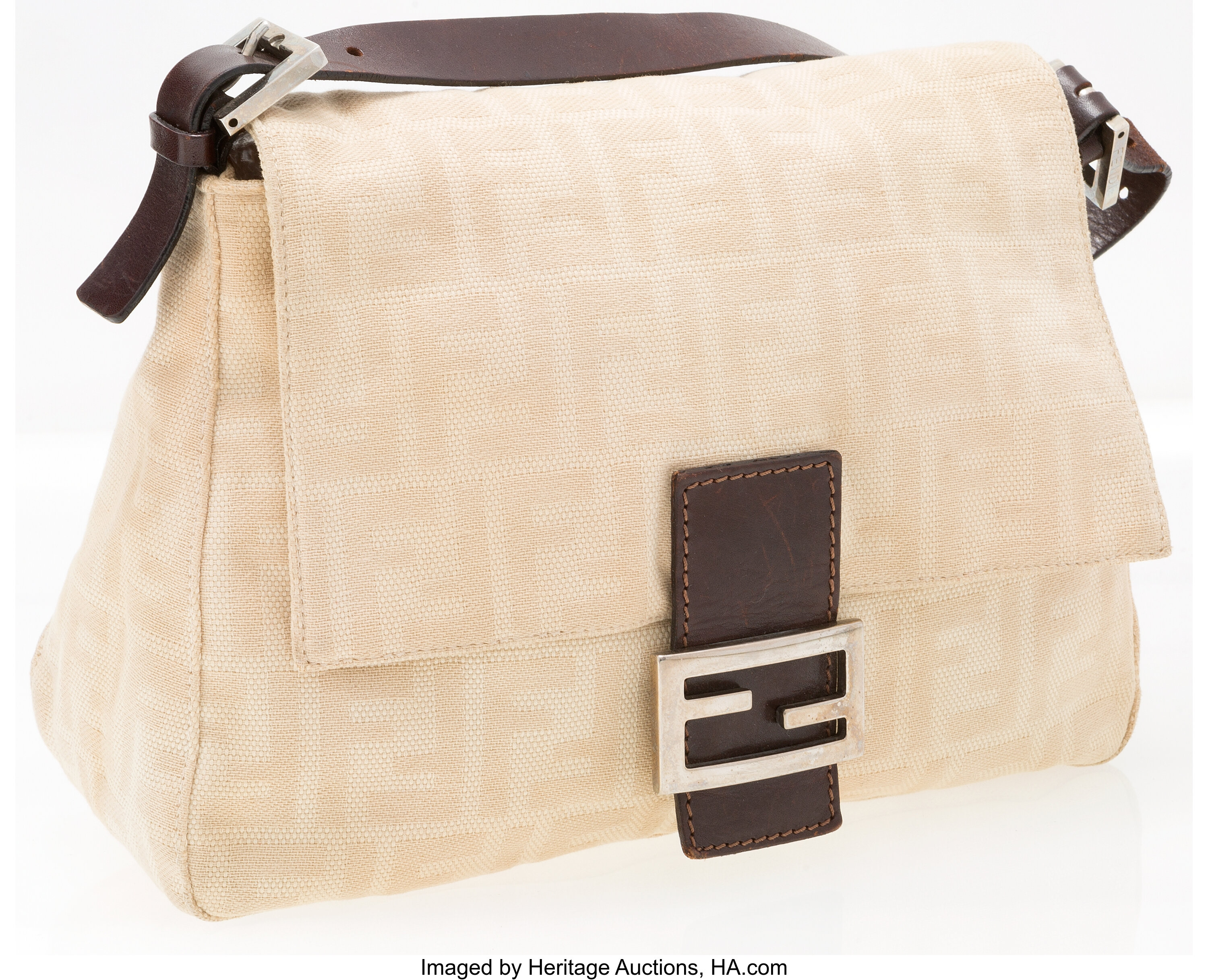 Vintage Fendi Mamma Baguette - Beige/Brown Zucca Canvas