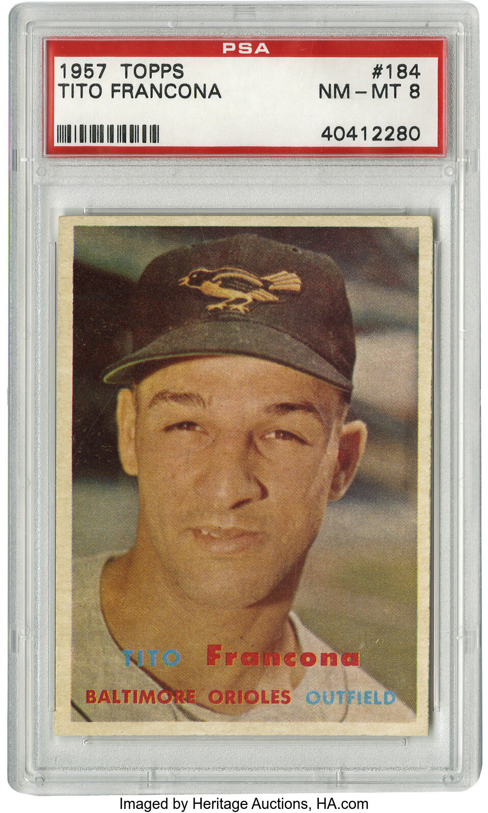 1957 Topps Tito Francona #184 PSA NM-MT 8. Classic #184 card from, Lot  #63184