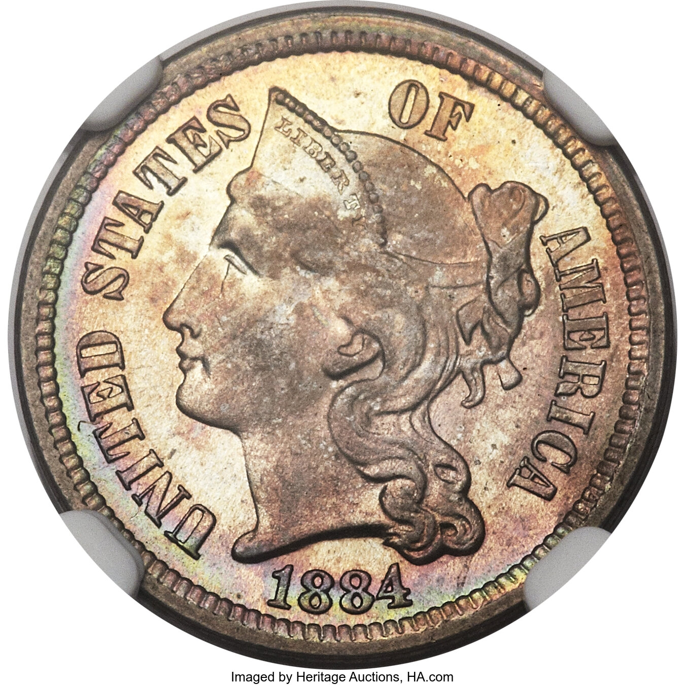 1884 3CN MS66 NGC. Three Cent Nickels | Lot #98117