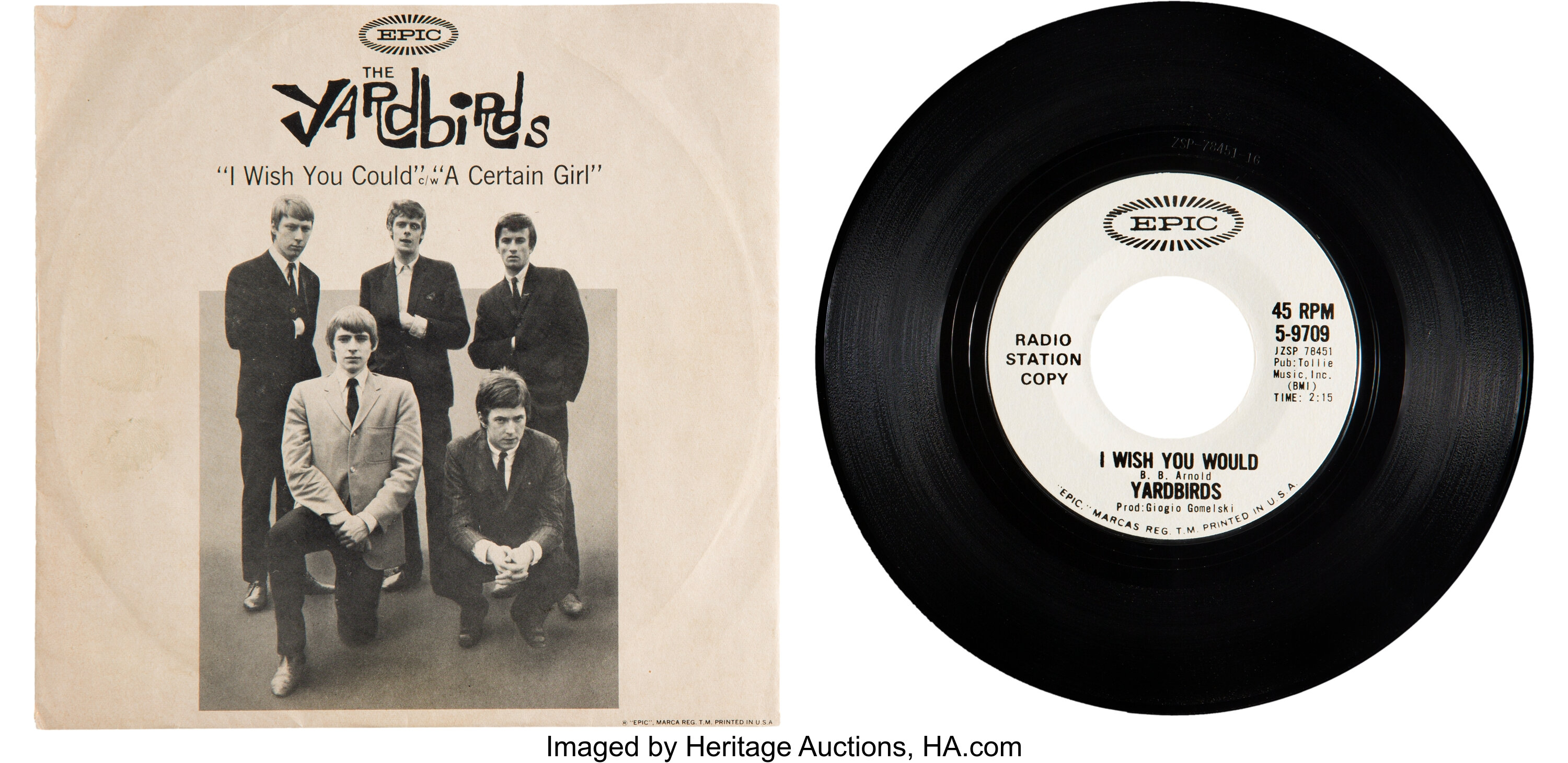 Yardbirds I Wish You Could Promo Sleeve And Disc Epic 5 9709 Lot 495 Heritage Auctions