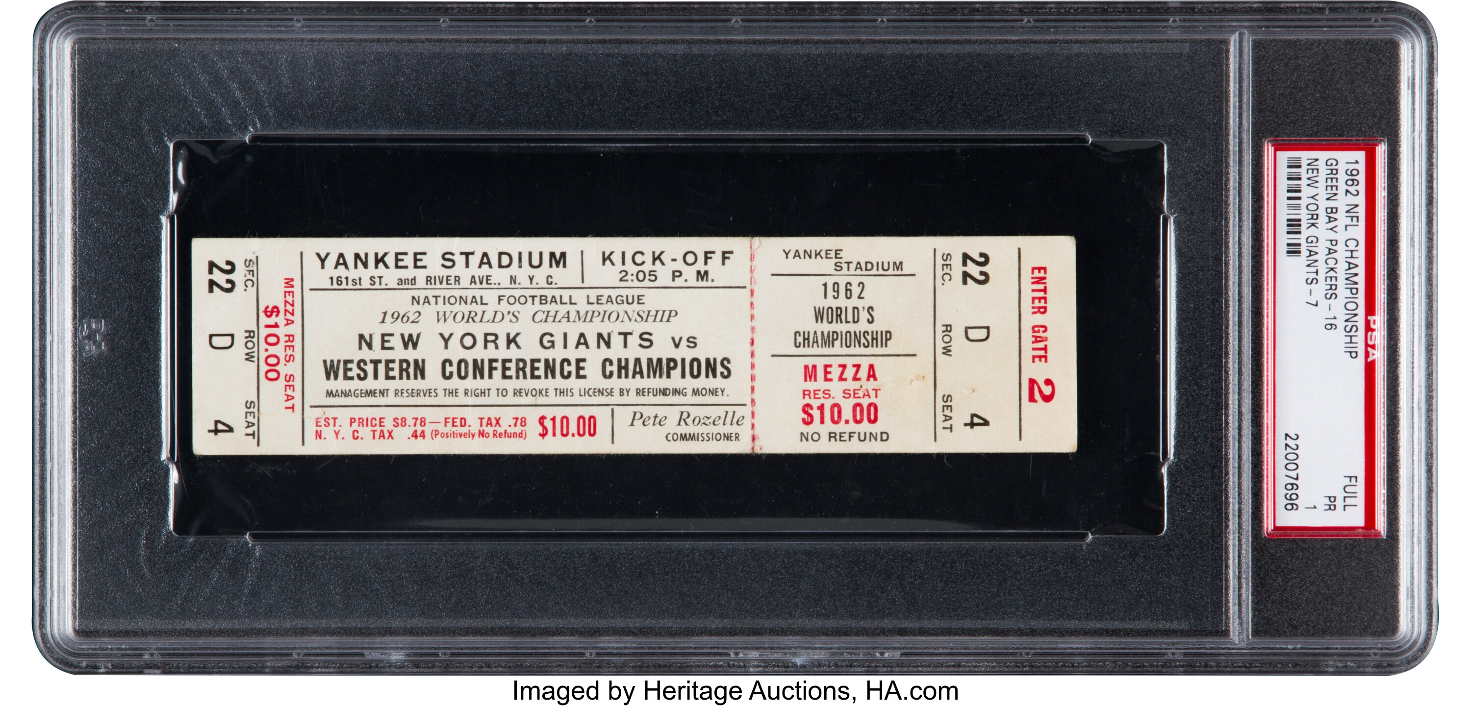 1962 NFL Championship Game Packers Vs. Giants Full Ticket PSA PR 1, Lot  #82898