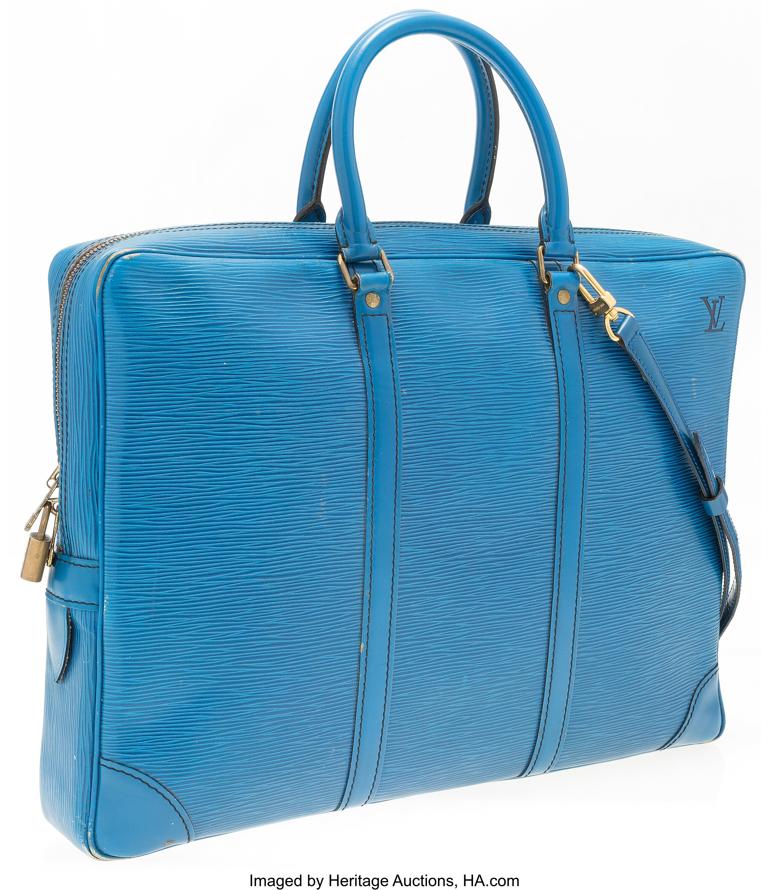 Louis Vuitton Blue Epi Leather Porte-Documents Voyage Briefcase., Lot  #19023