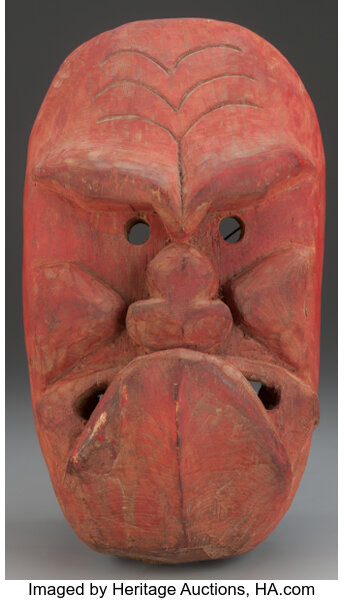 AN IROQUOIS CARVED WOOD FALSE FACE MASK Other | Lot