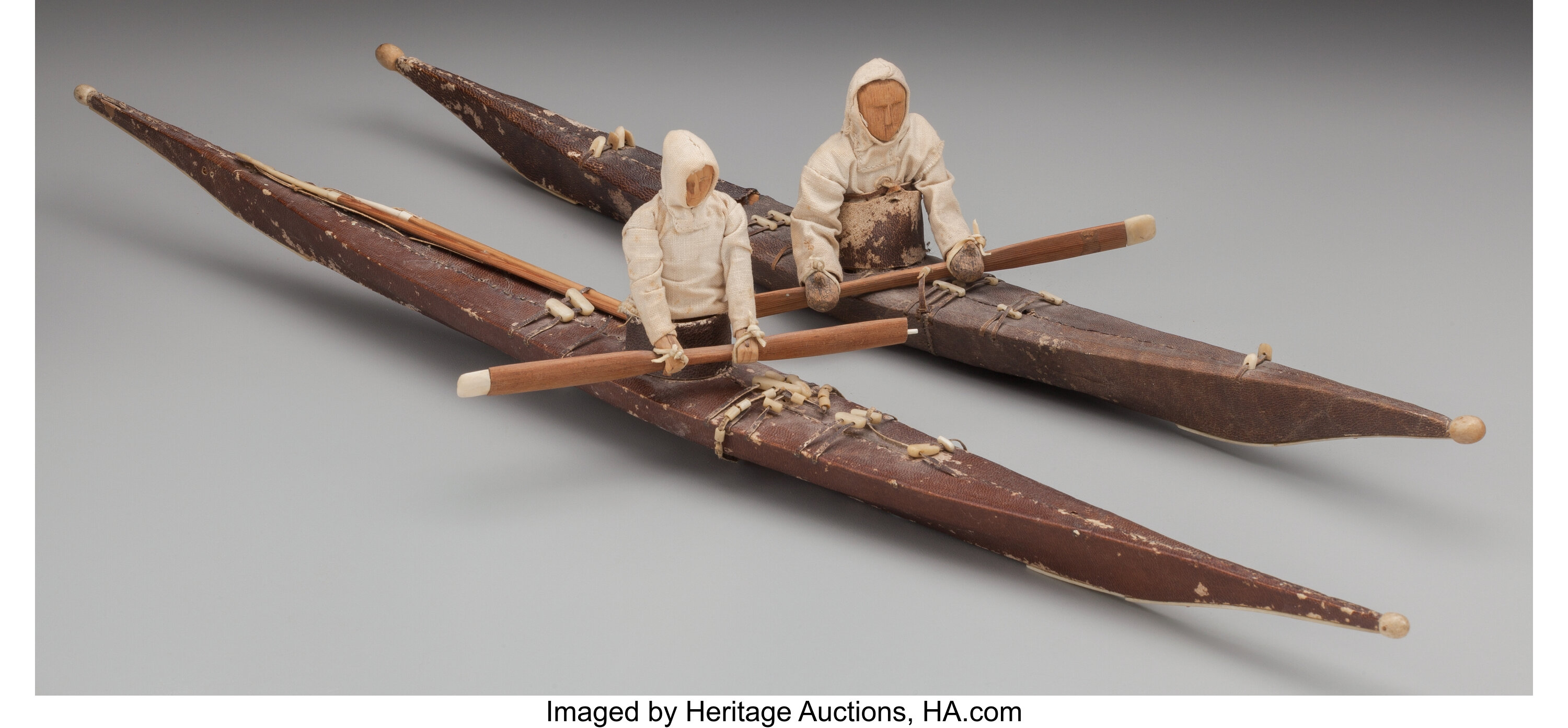 TWO GREENLAND ESKIMO MODEL KAYAKS. c. 1890... (Total: 2 Items) | Lot ...