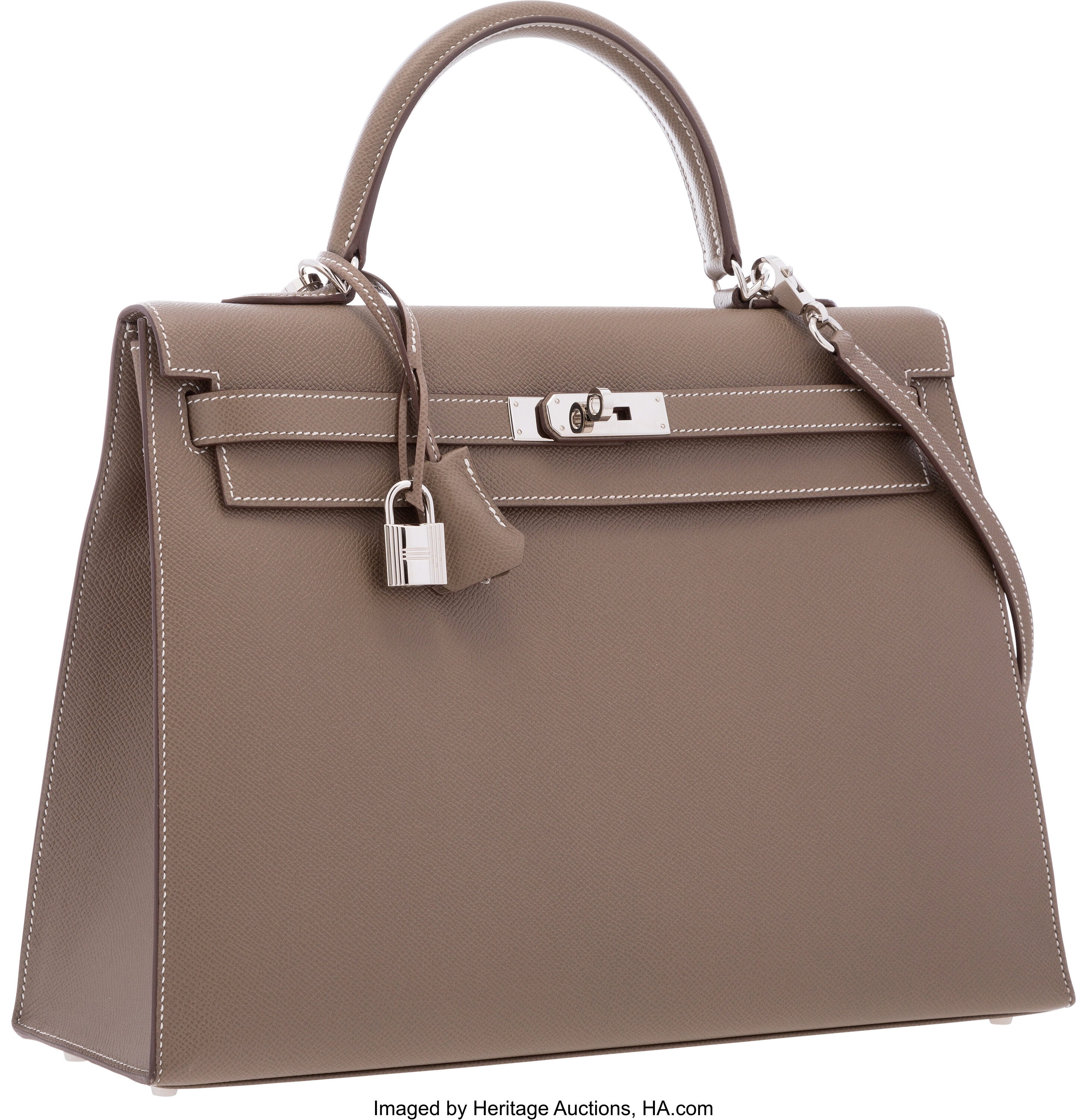 Hermes Kelly Handbag Light Epsom with Palladium Hardware 28 Neutral