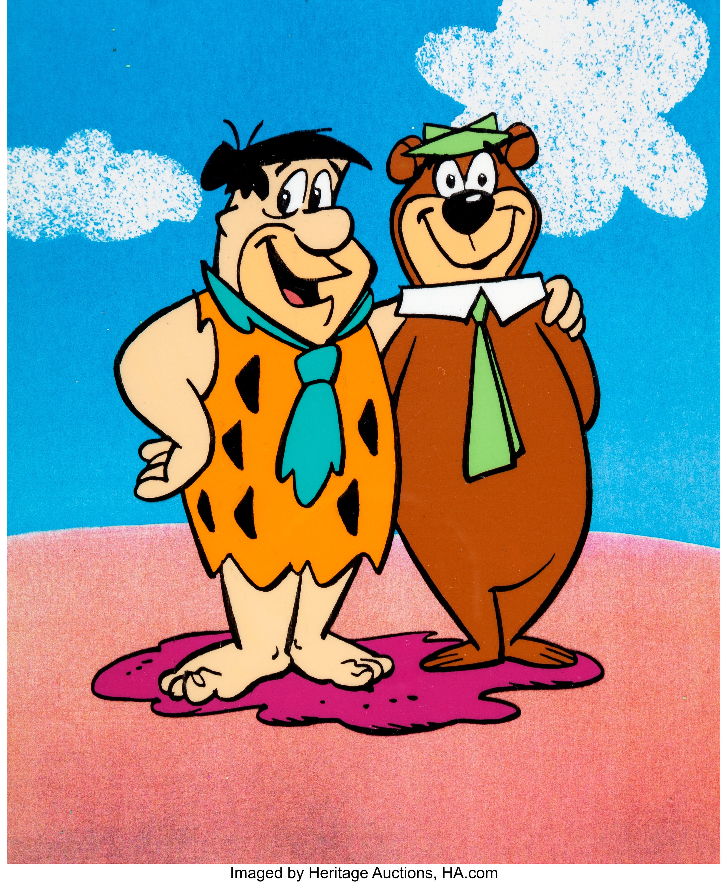 Fred Flintstone and Yogi Bear Publicity Cel (Hanna-Barbera, c. | Lot ...