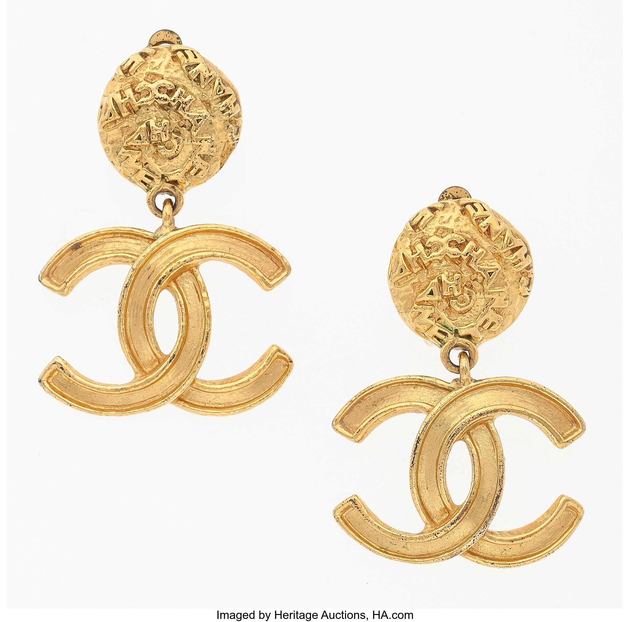 Chanel Gold CC Drop Earrings. Good Condition. 