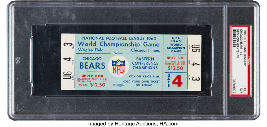 1960 NFL Championship Game Packers vs. Eagles Full Ticket, PSA