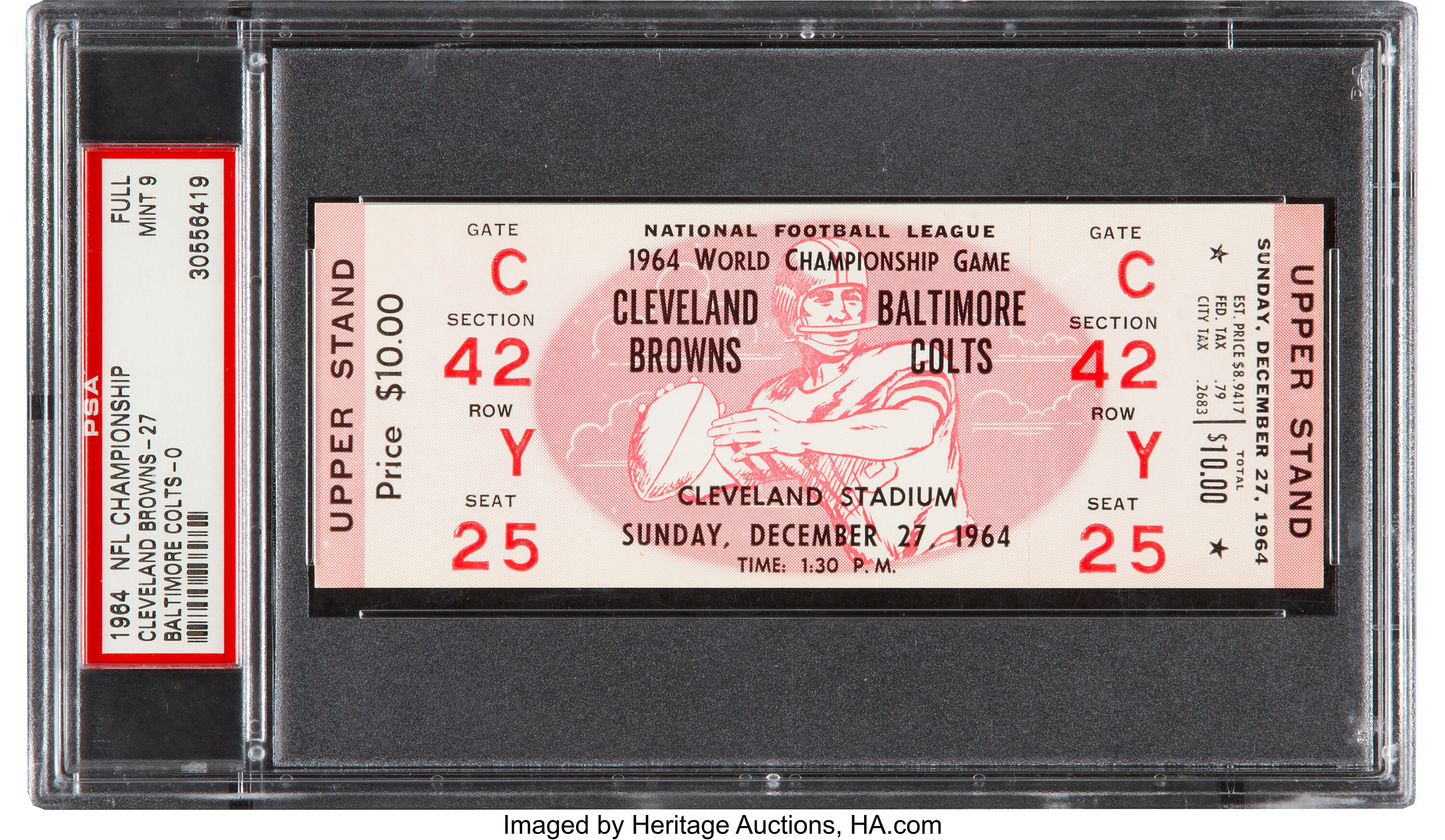 1964 NFL Championship Game Browns vs. Colts Full Ticket PSA EX, Lot #82130