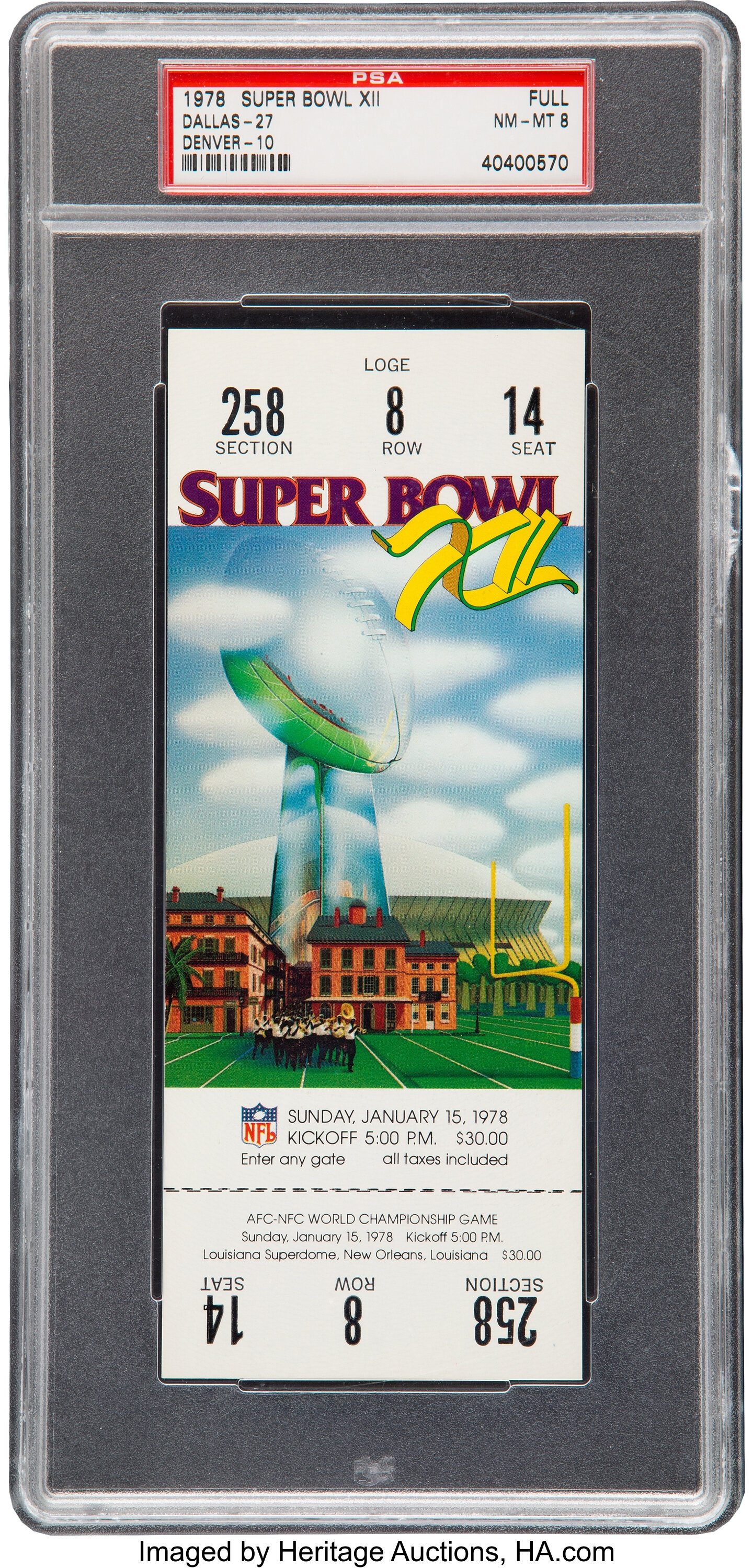 Super Bowl XII FULL Ticket - 1978 - SUPER RARE,   in 2023