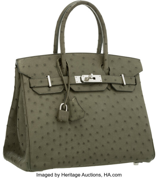 Hermes 30cm Terre Cuite Ostrich Birkin Bag with Palladium Hardware., Lot  #58132