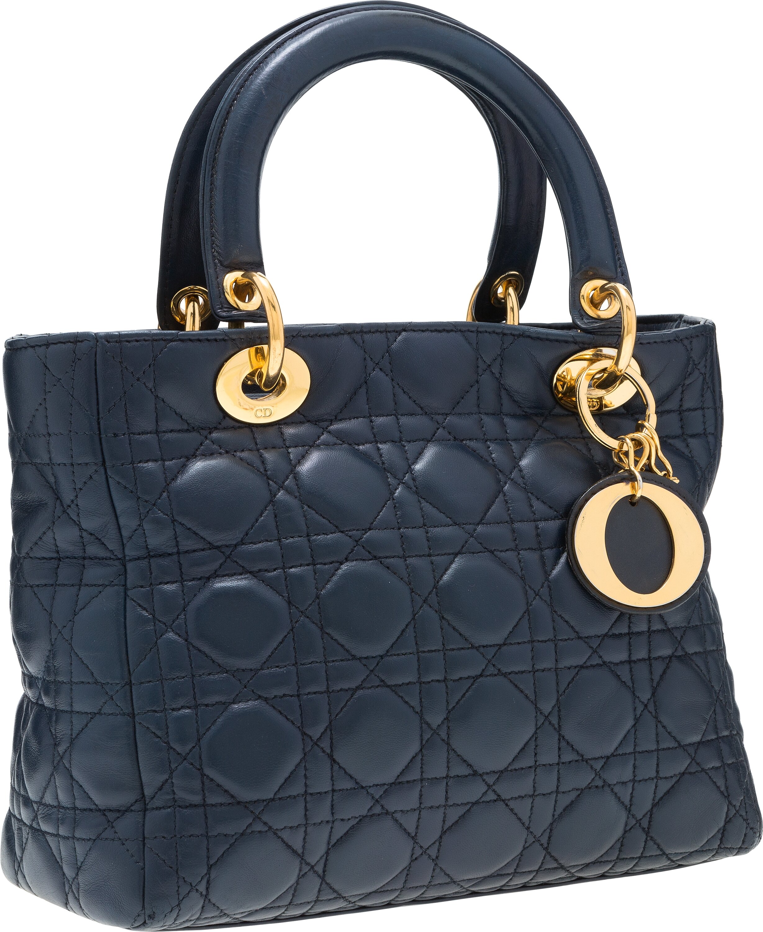 CHRISTIAN DIOR LADY NANO BLUE LEATHER CANNAGE BANDOULIERE HAND BAG