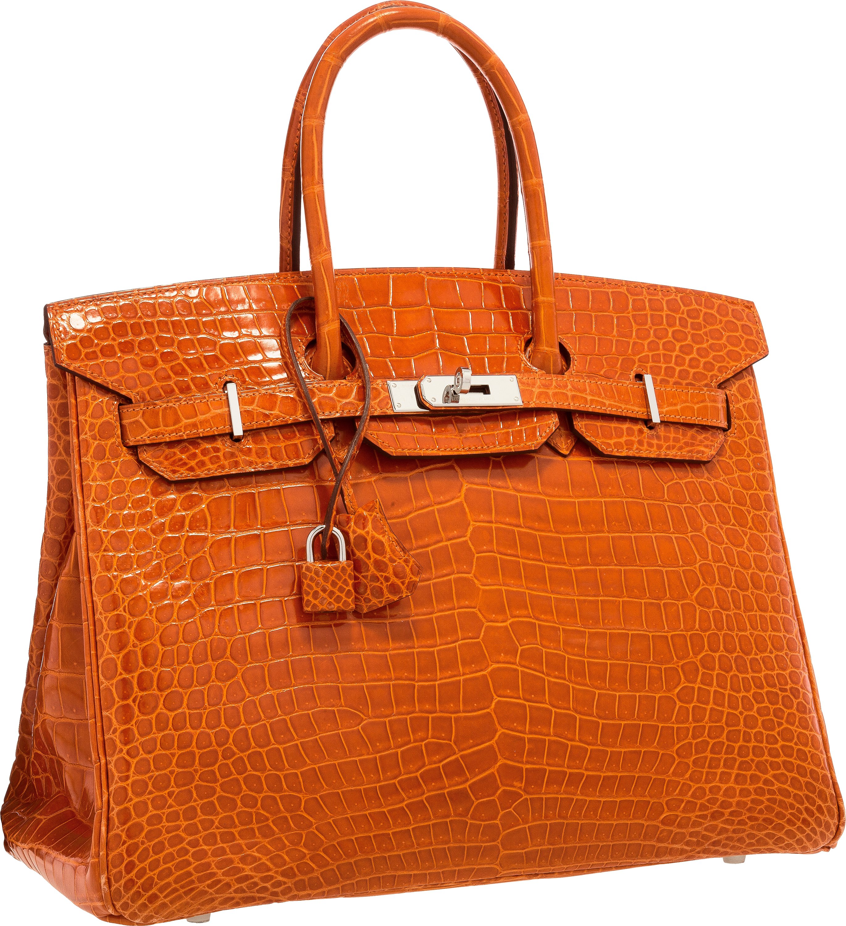Hermes 35cm Shiny Orange H Porosus Crocodile Birkin Bag, Lot #58279, Heritage Auctions