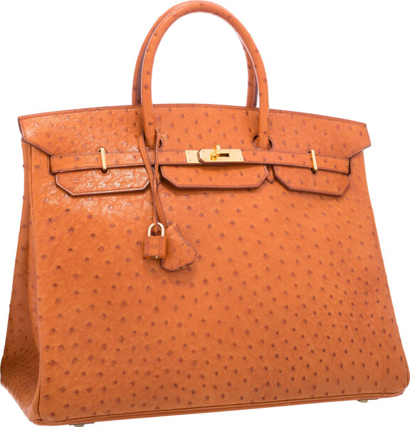 Hermes Birkin Bag Ostrich Leather Gold Hardware In Brown