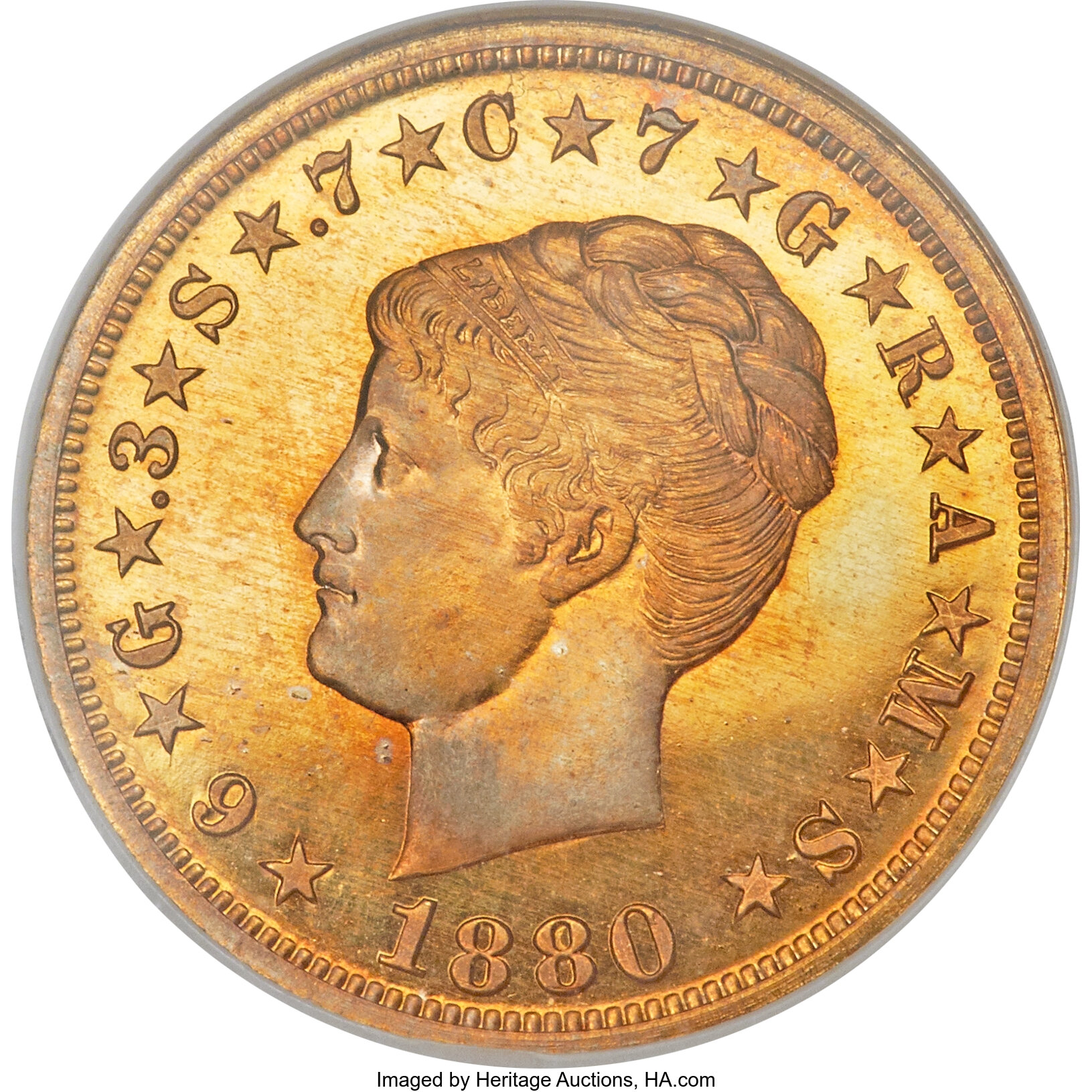 1880 Stella Gold $4 Coiled Hair Four Dollar Piece - Early Gold Coins Coin  Value Prices, Photos & Info