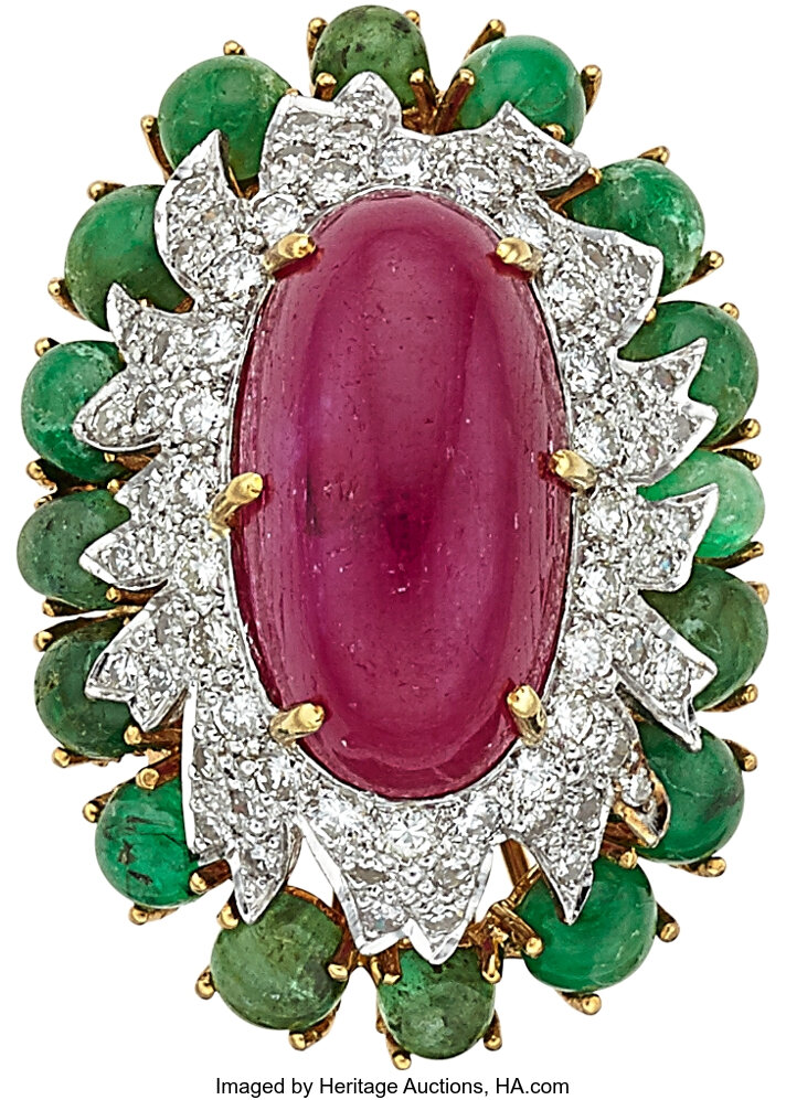 Ruby, Emerald, Diamond, Gold Ring. Estate Jewelry Rings | Lot