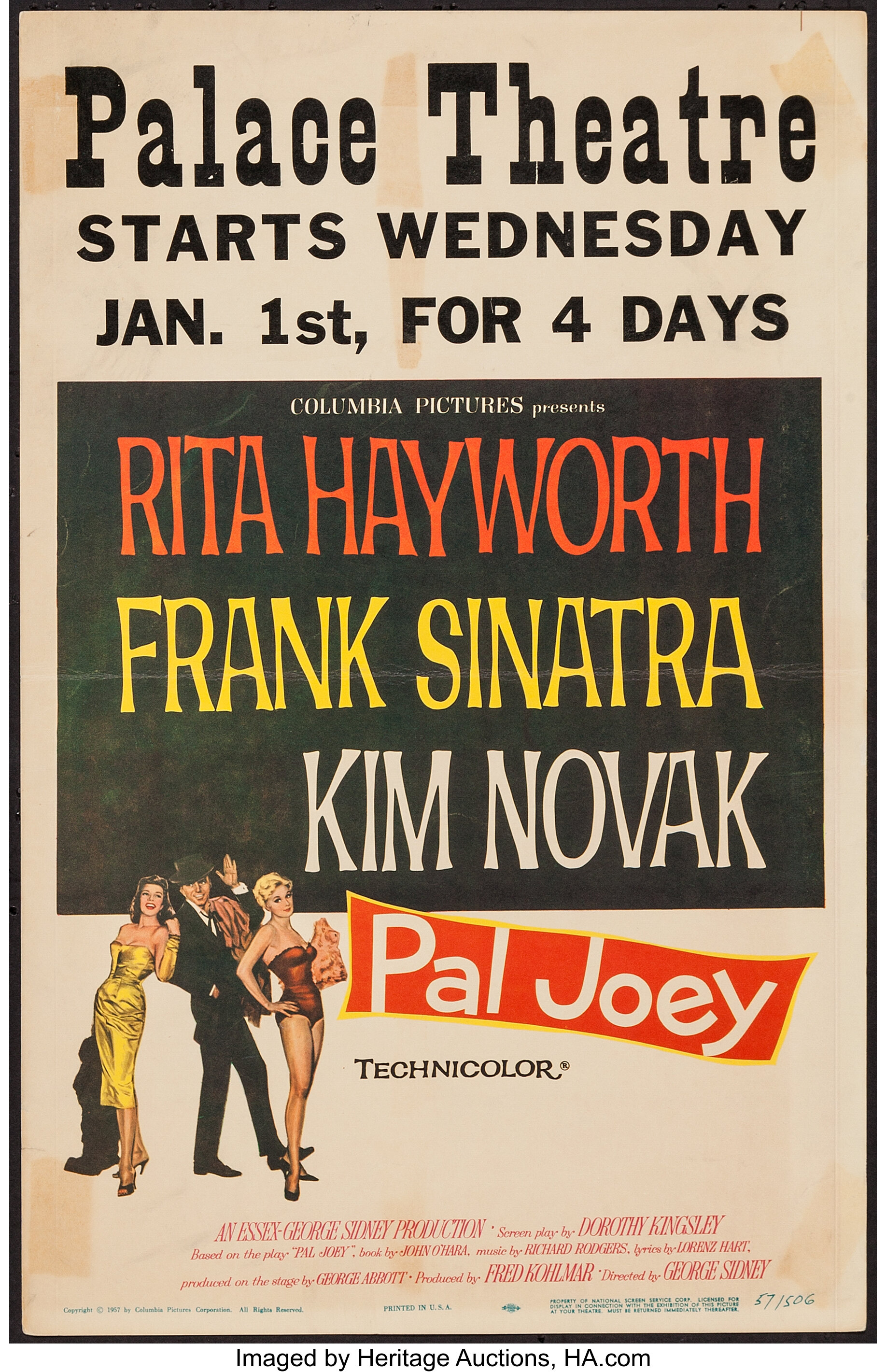 Pal Joey Columbia 1957 Window Card 14 X 22 Musical Lot Heritage Auctions