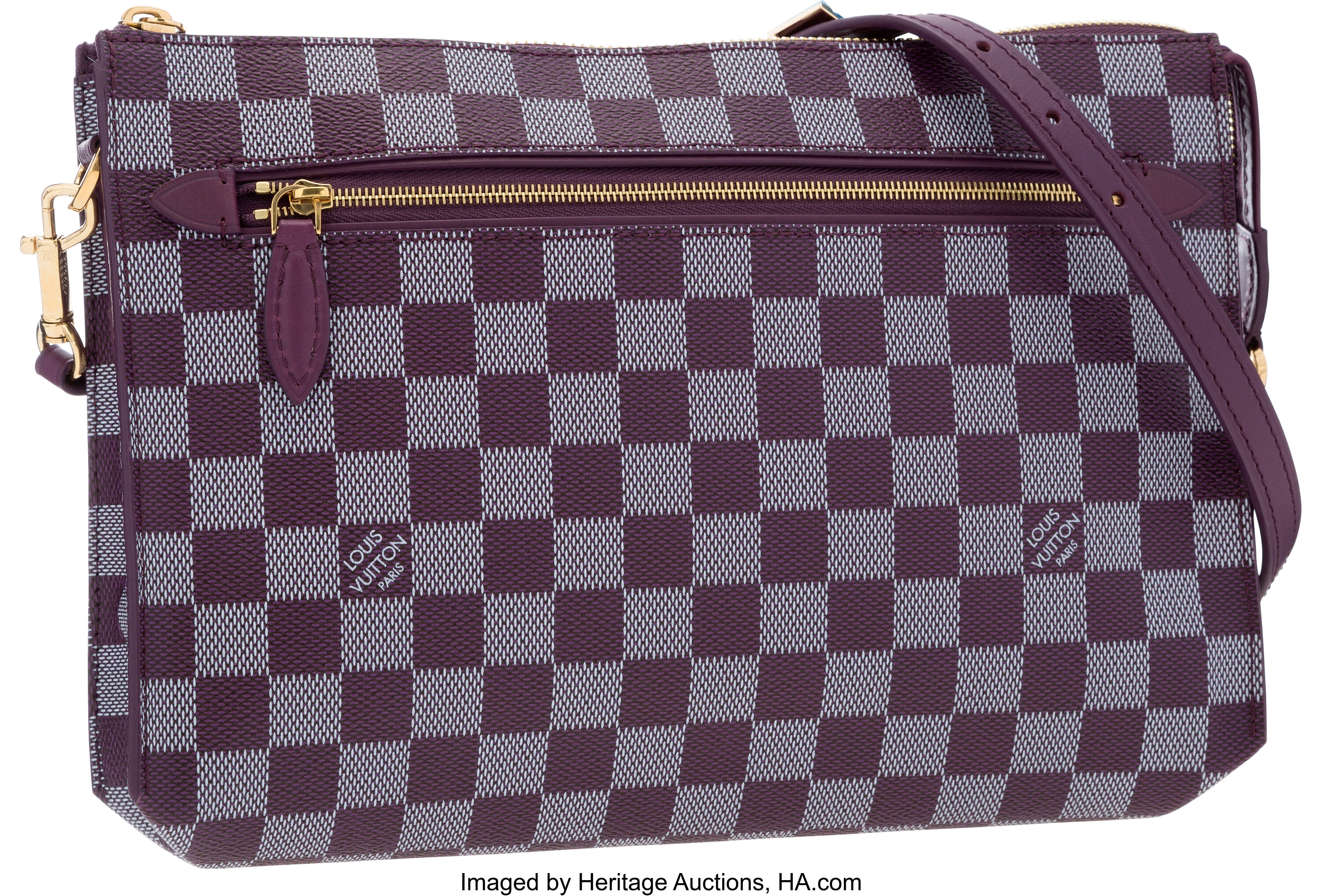 Sold at Auction: LV Checkered Print Crossbody Bag