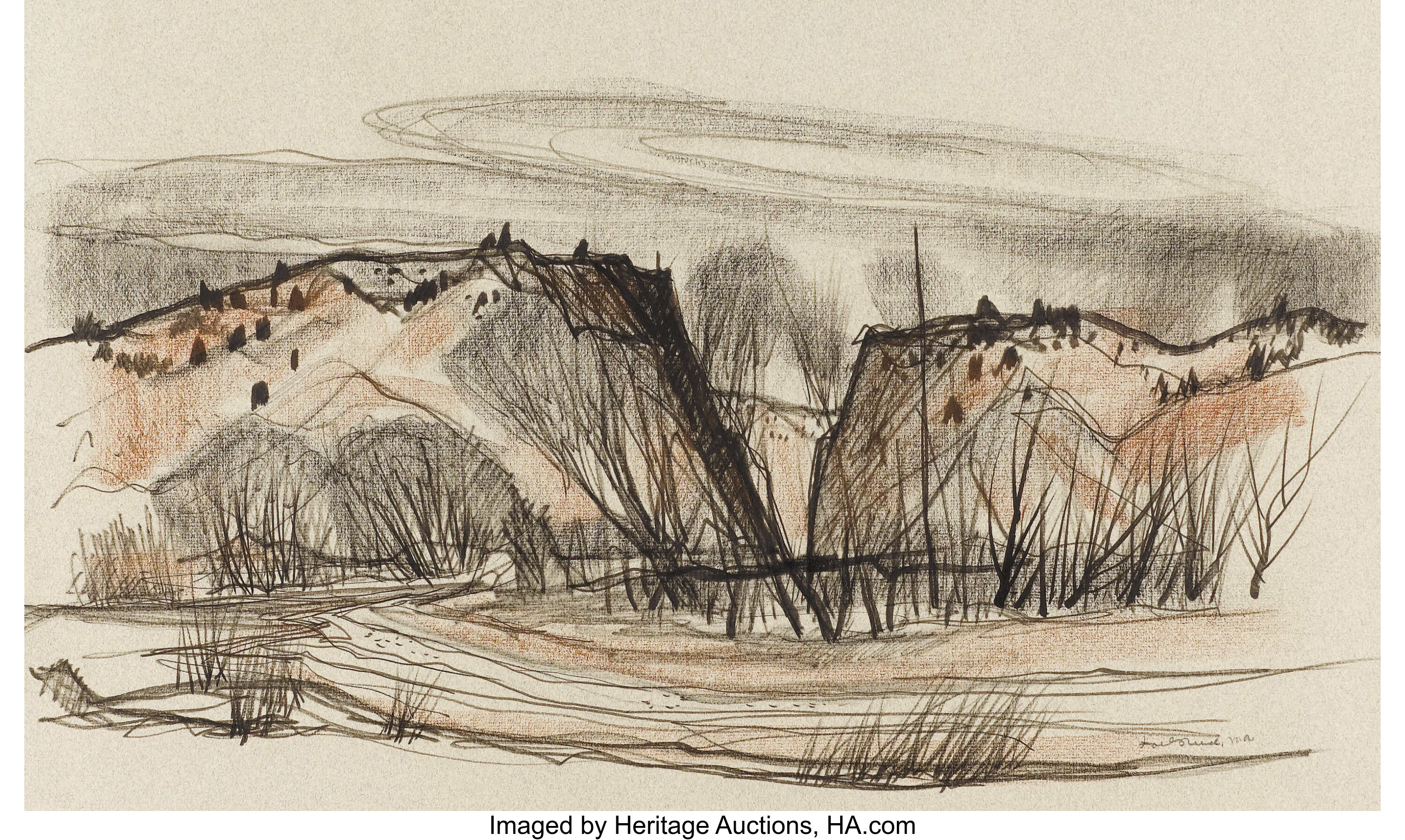 DOEL REED (1895-1985). Untitled Trees and Rocks, 1949. Oil on | Lot ...