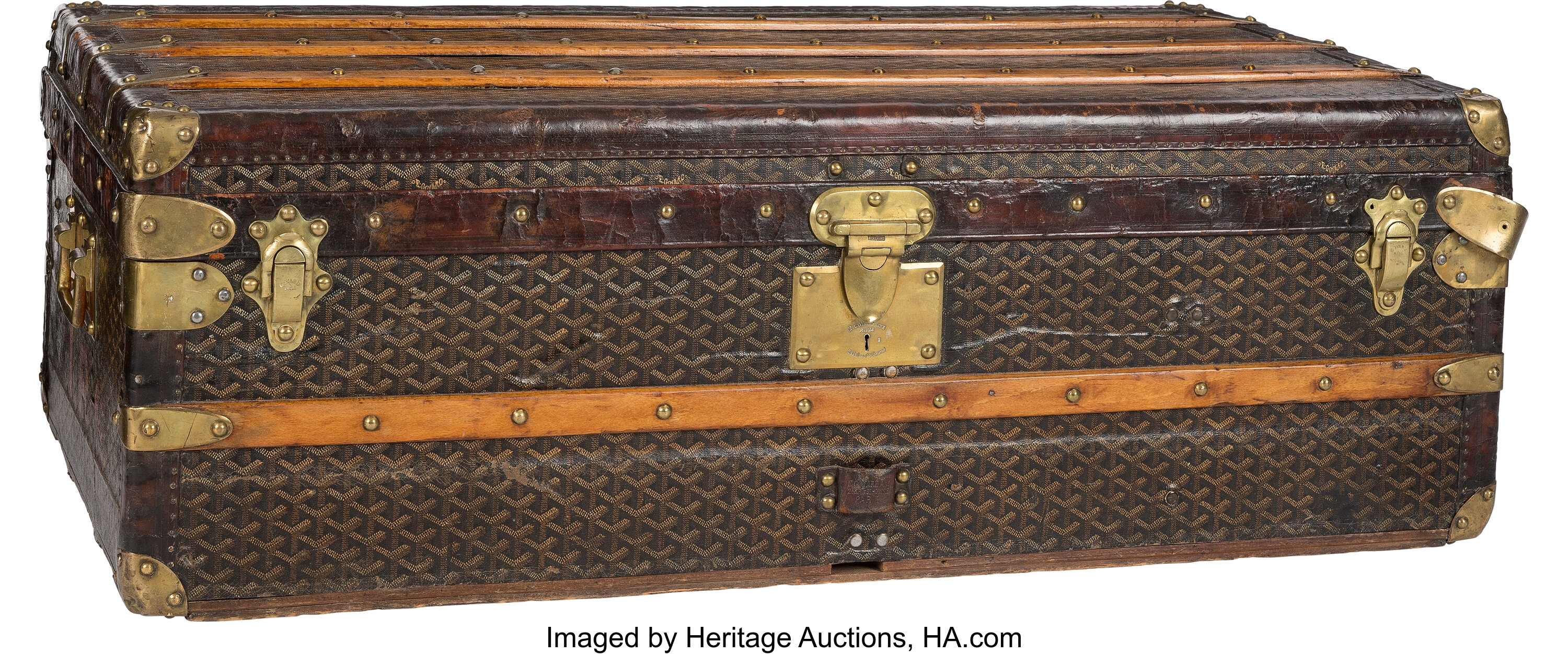 Goyard - Brown & Black Logo Canvas Vintage Trunk