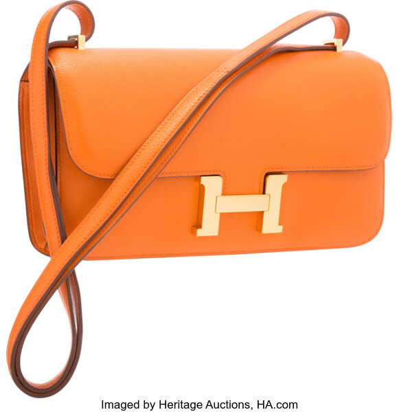 Hermes AT'H Set of 2 Magnets /Money Clips Orange Swift Leather