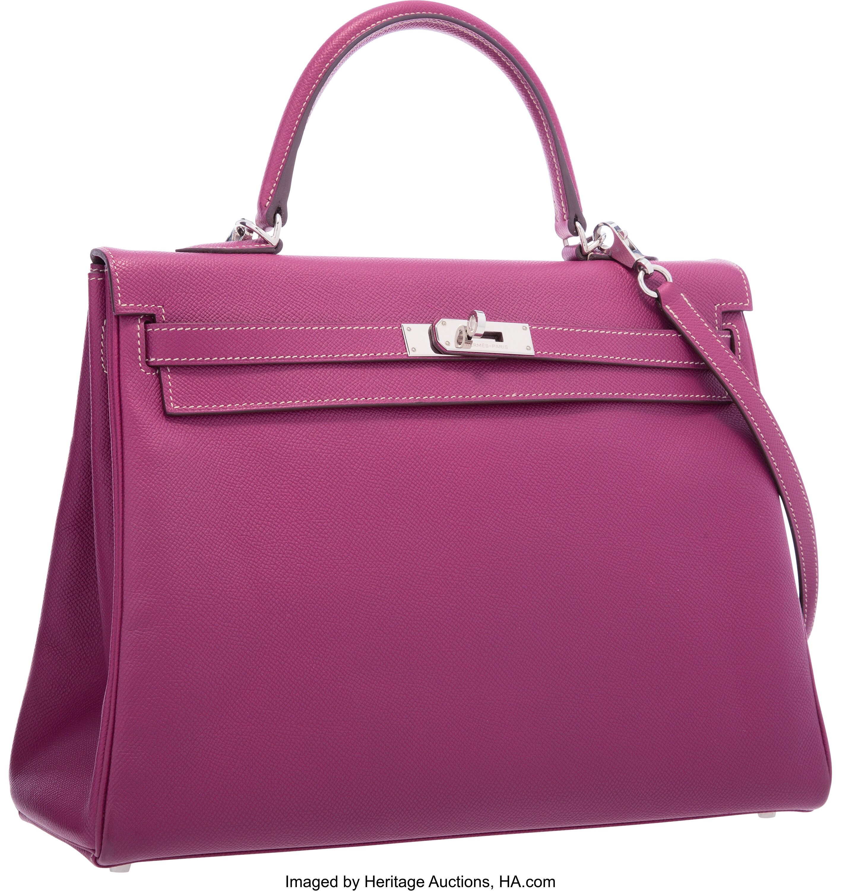 Hermes Kelly Bag, Rose Tyrien, 35cm, Epsom With Palladium